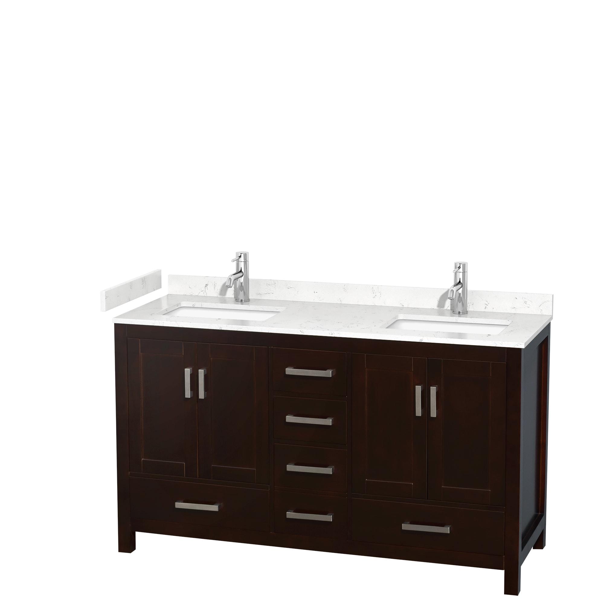 Sheffield 60" Freestanding Double Bathroom Vanity with Cultured Marble Top