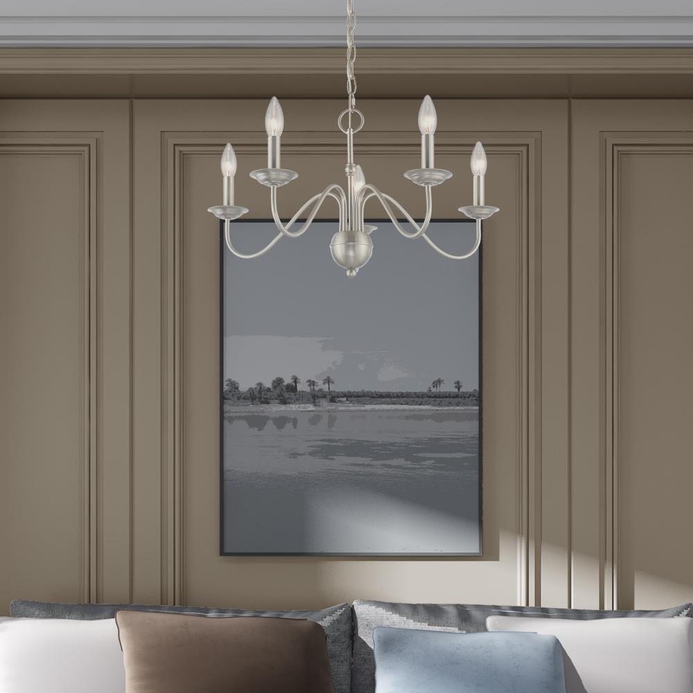 Livex Lighting 52165 Windsor 5 Light 24" Wide Taper Candle Chandelier - Nickel