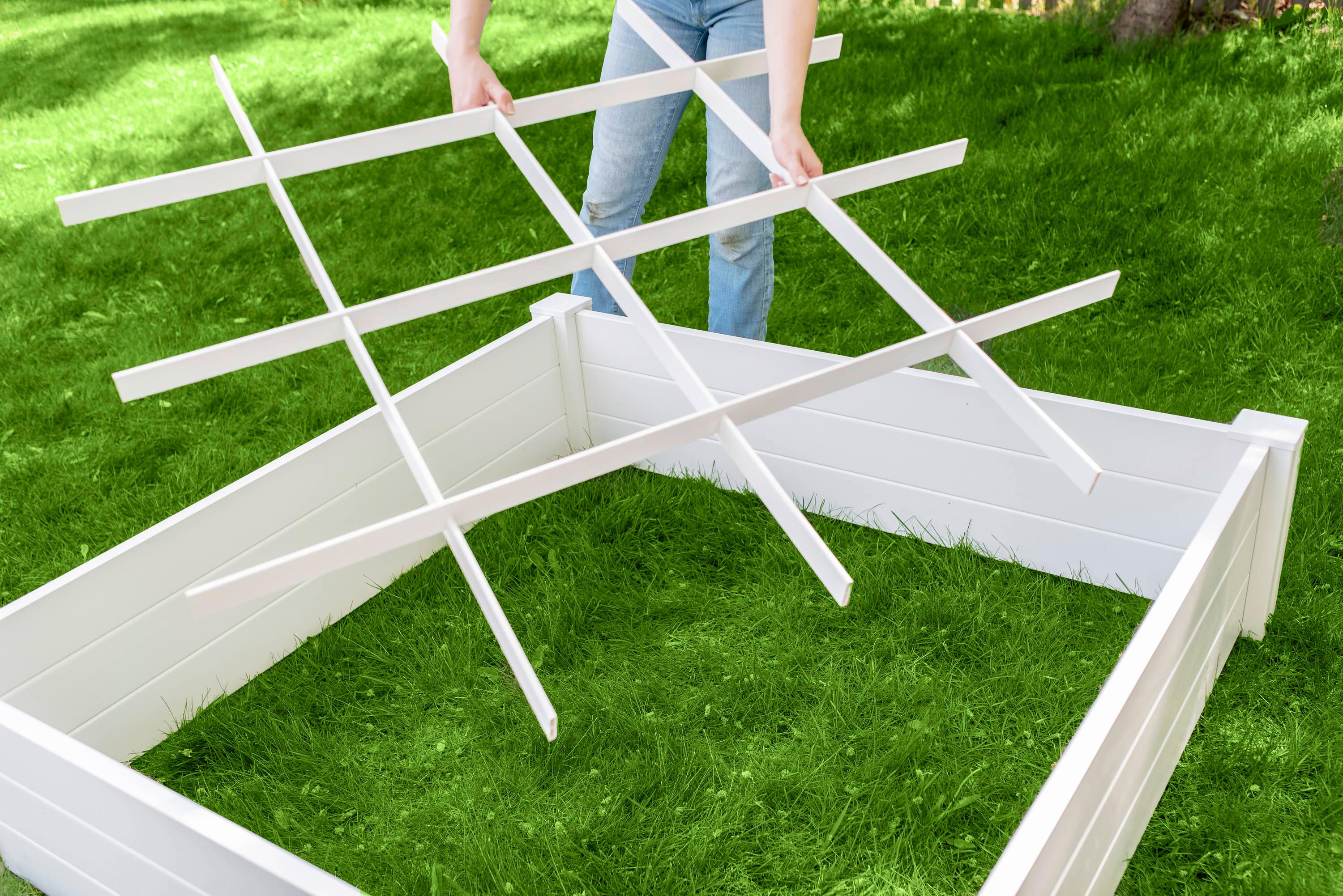 Classic White Vinyl 48" x 48" Raised Garden Bed with Grid