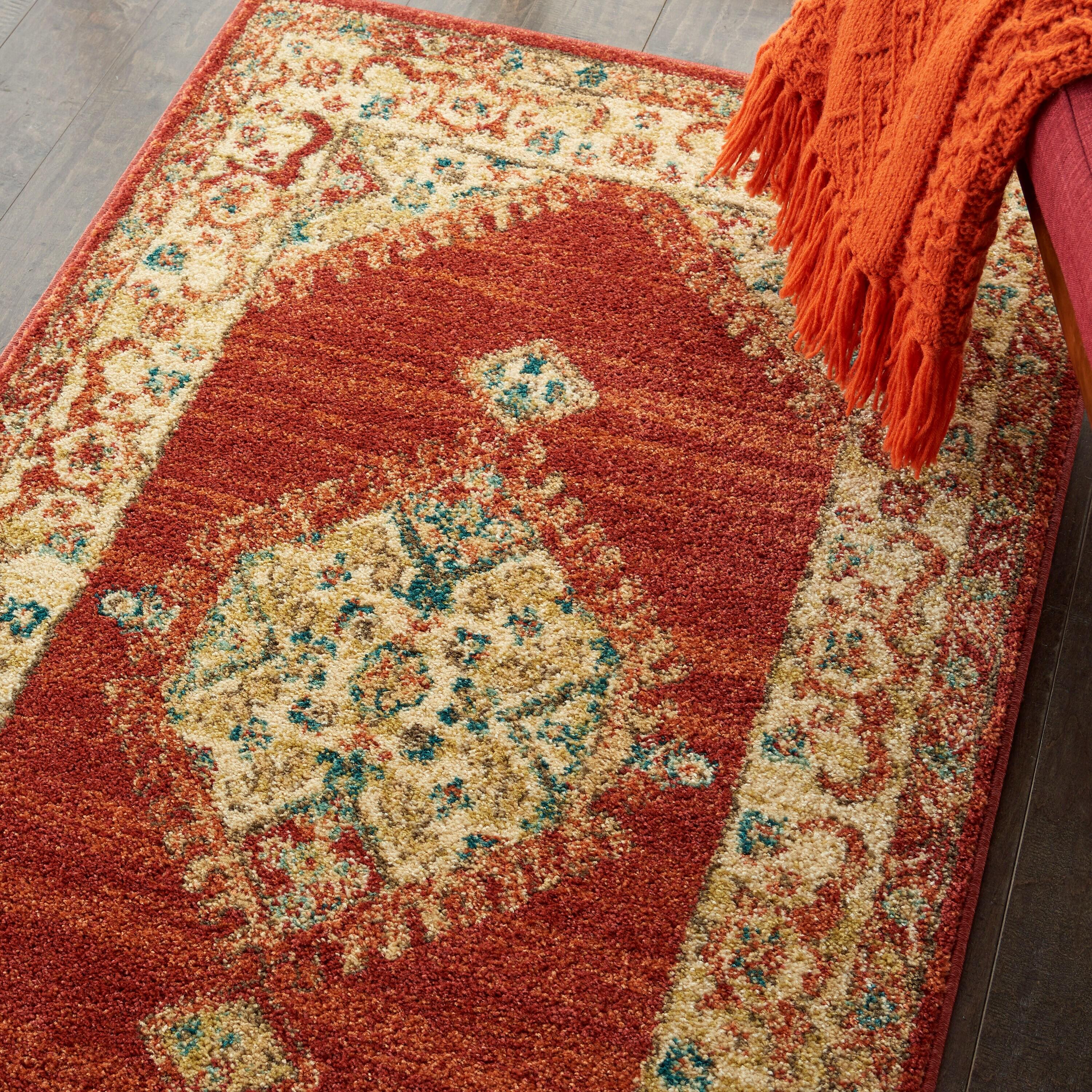 Nourison Traditional Vintage Persian Red 3' x 5' Area Rug, (3x5)