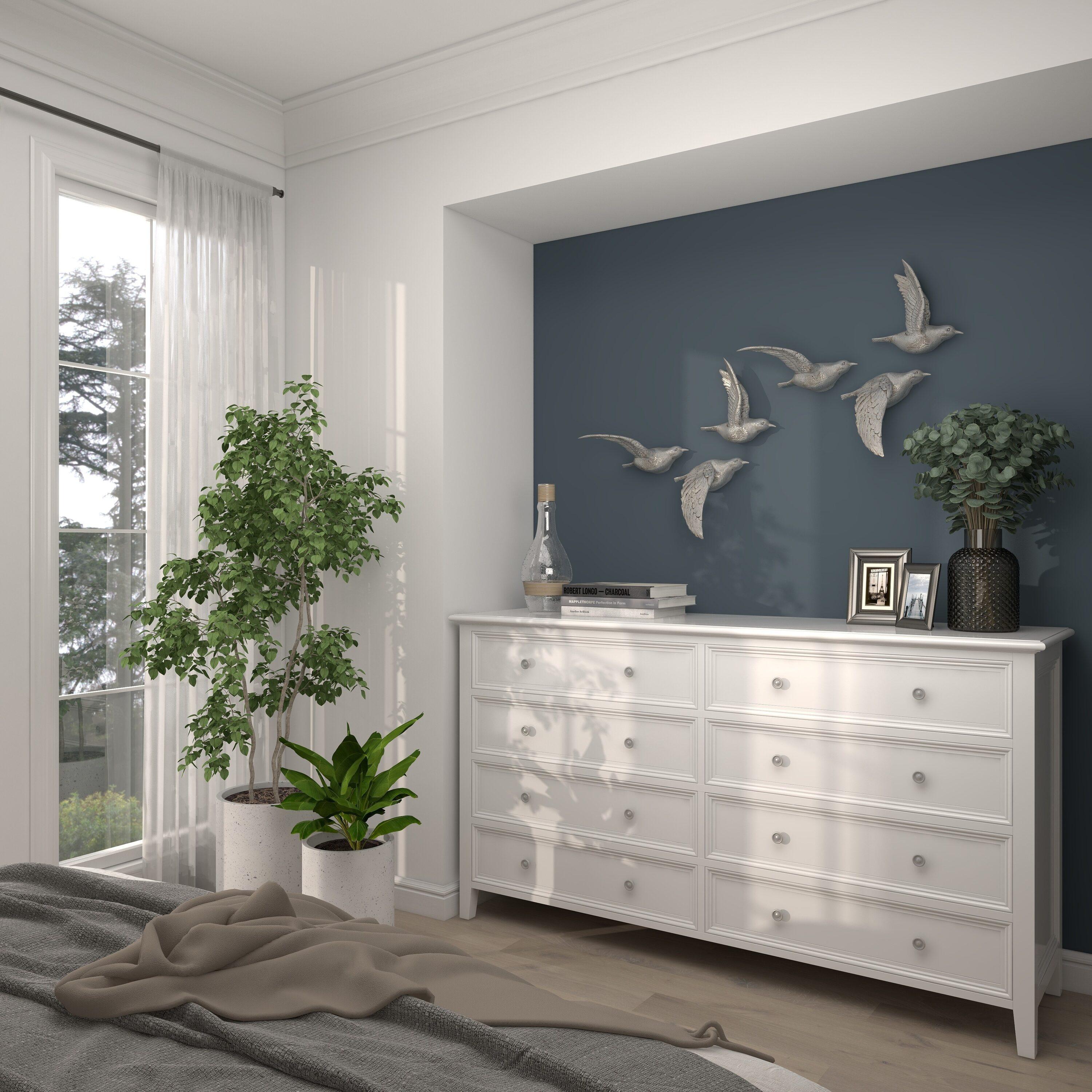 DecMode Silver Polystone Metallic 3D Sculpted Bird Wall Decor (3 Count)