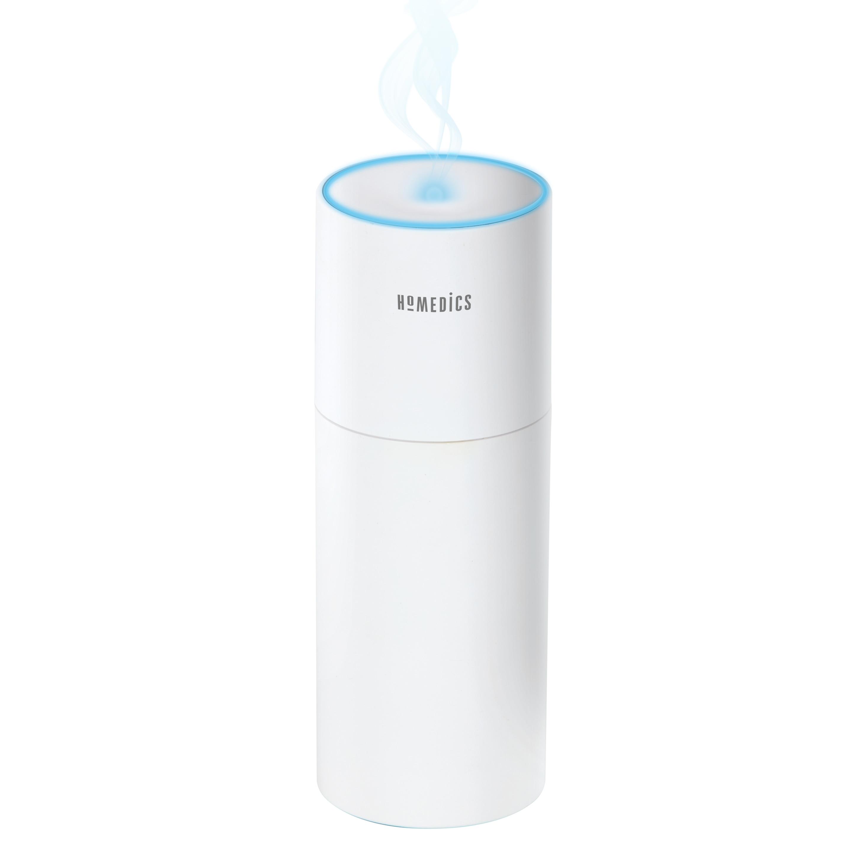 Homedics Portable Ultrasonic Humidifier, Cordless, Desktop, Travel, up to 10-Hour Runtime, Visible Quiet Cool Mist, White