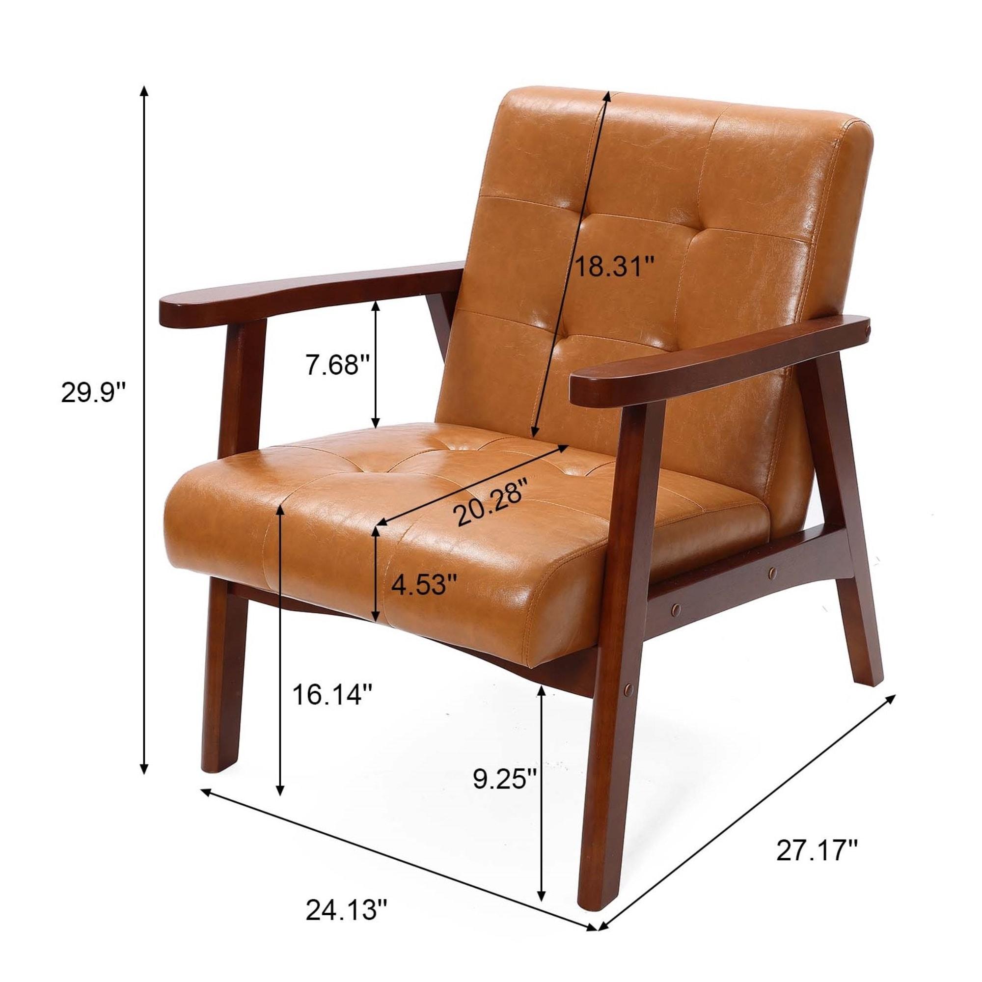 LuxenHome Accent Chair Living Room Upholstered Brown Armchair