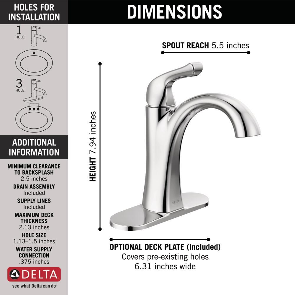 Delta 15840Lf Arvo 1.2 GPM Single Hole Bathroom Faucet - Chrome