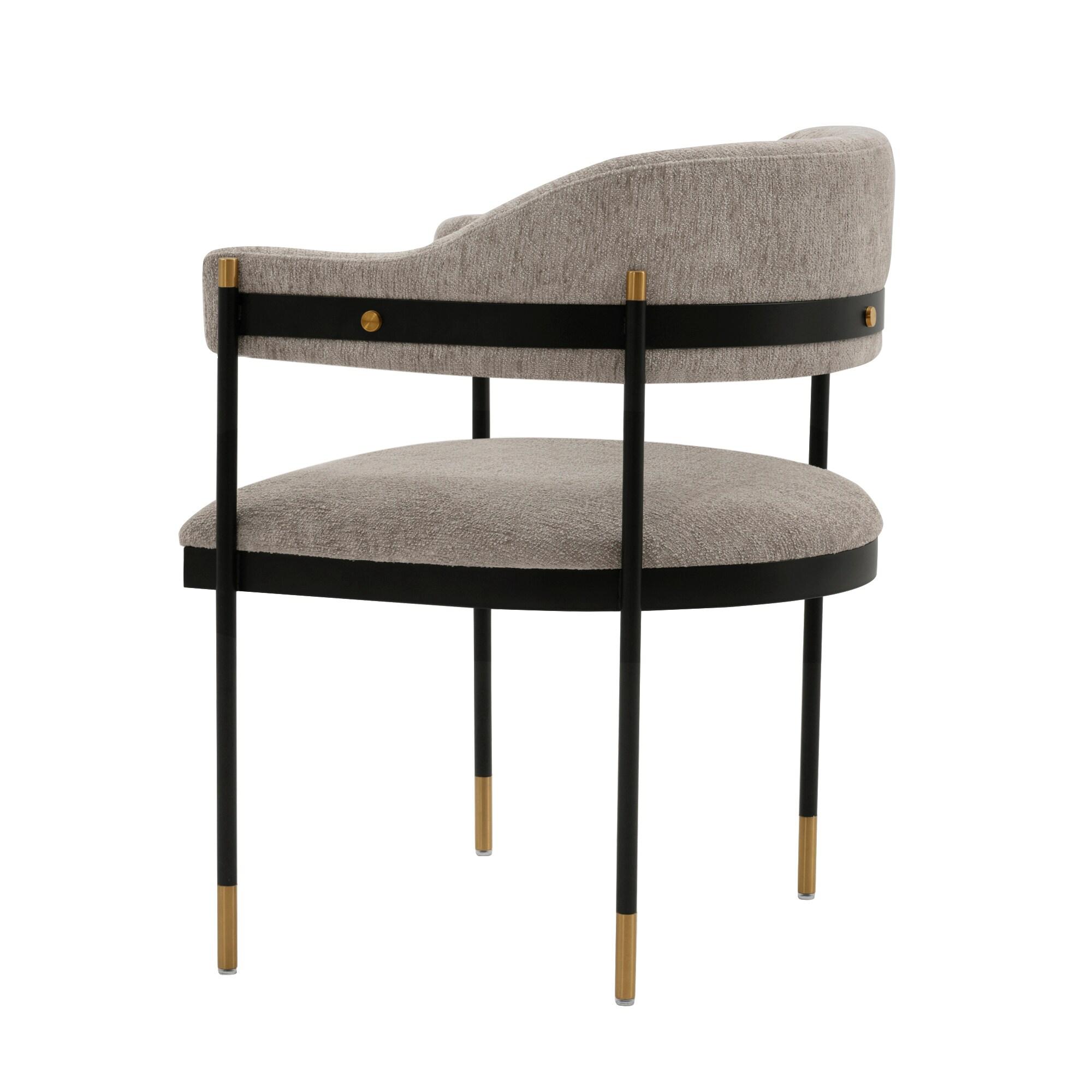 Set of 2 Lia Modern Boucle Upholstered Dining Armchairs Stone Gray - Manhattan Comfort: Brushed Gold Accents, No Assembly Required
