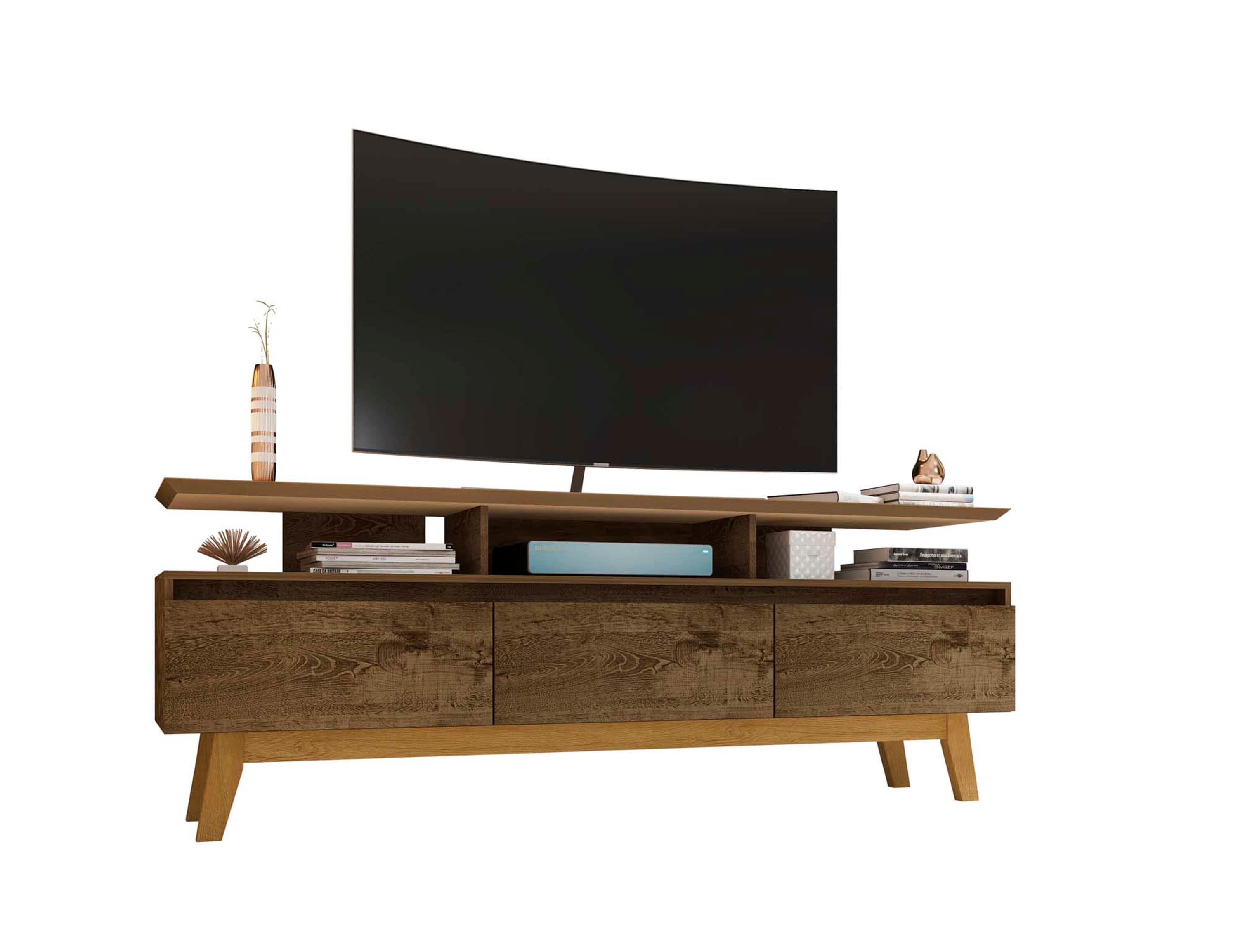 Yonkers TV Stand for TVs up to 65" Rustic Brown - Manhattan Comfort