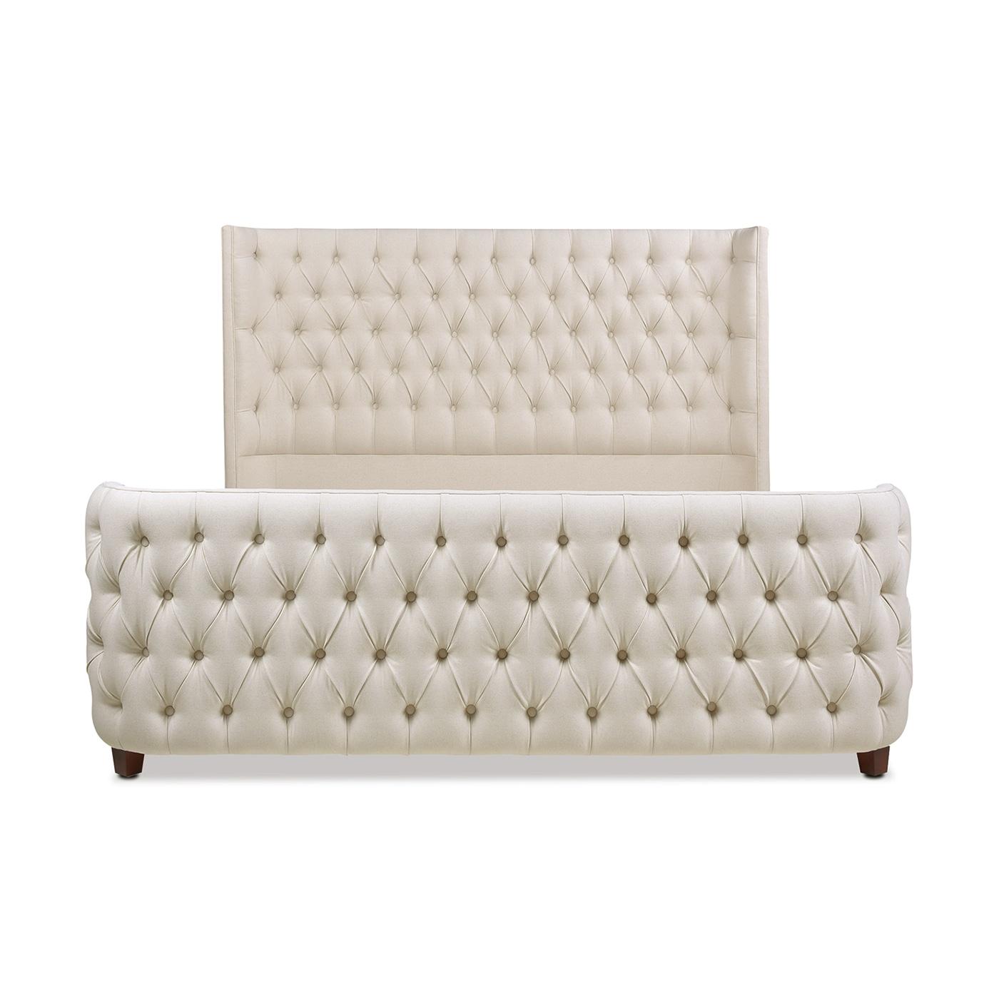 Jennifer Taylor Home Brooklyn Tufted Bed King Light Beige Linen