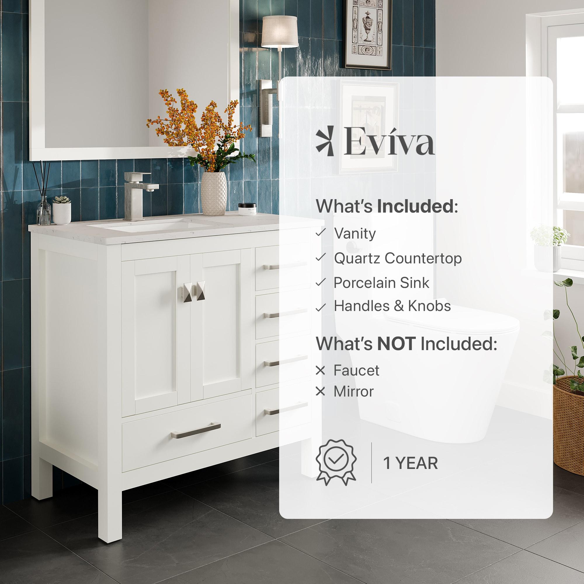 Eviva London 36"W x 18"D Bathroom Vanity with Undermount Porcelain Sink