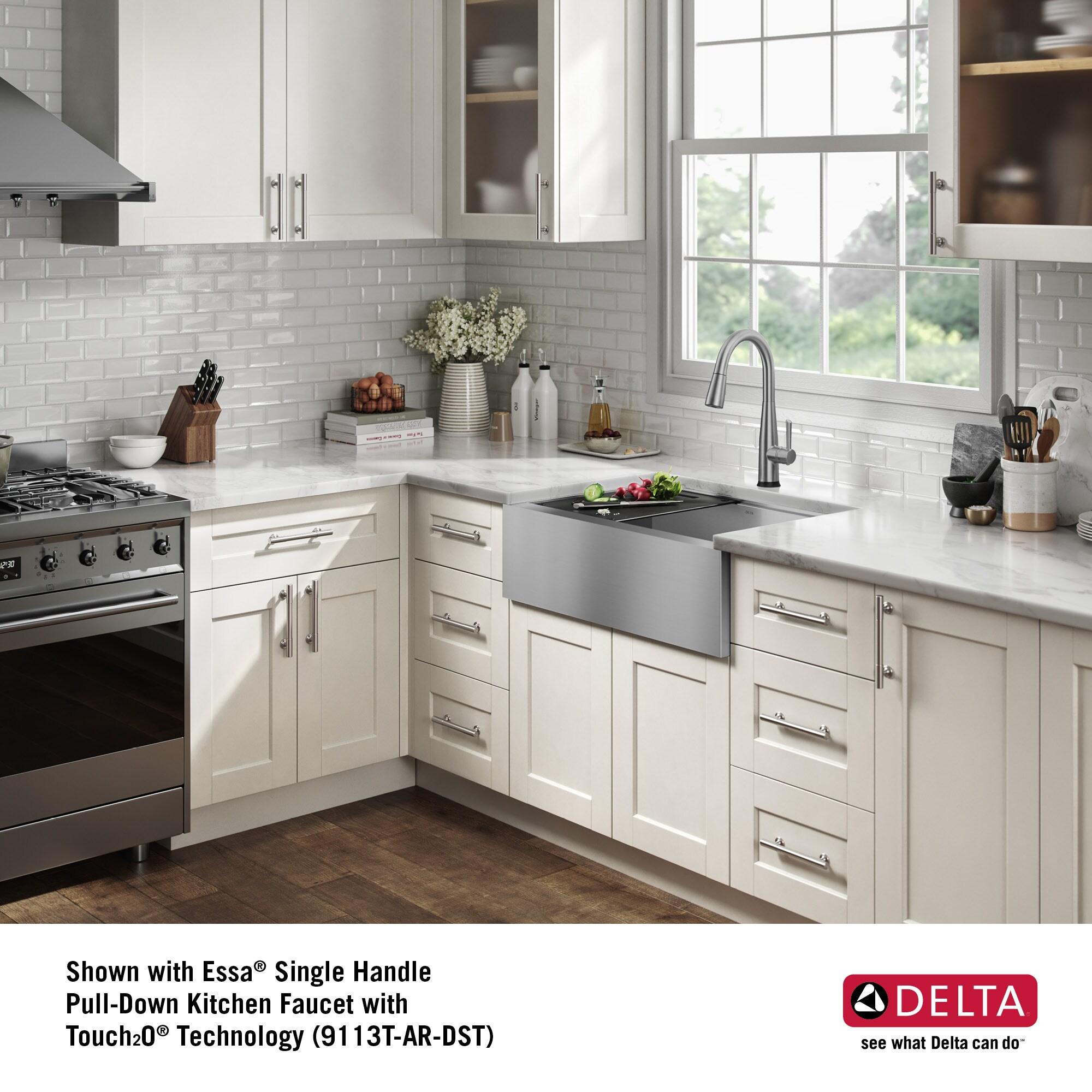 Delta Rivet™ 30" L Workstation Farmhouse Apron Front Kitchen Sink Undermount 16 Gauge Stainless Steel Single Bowl