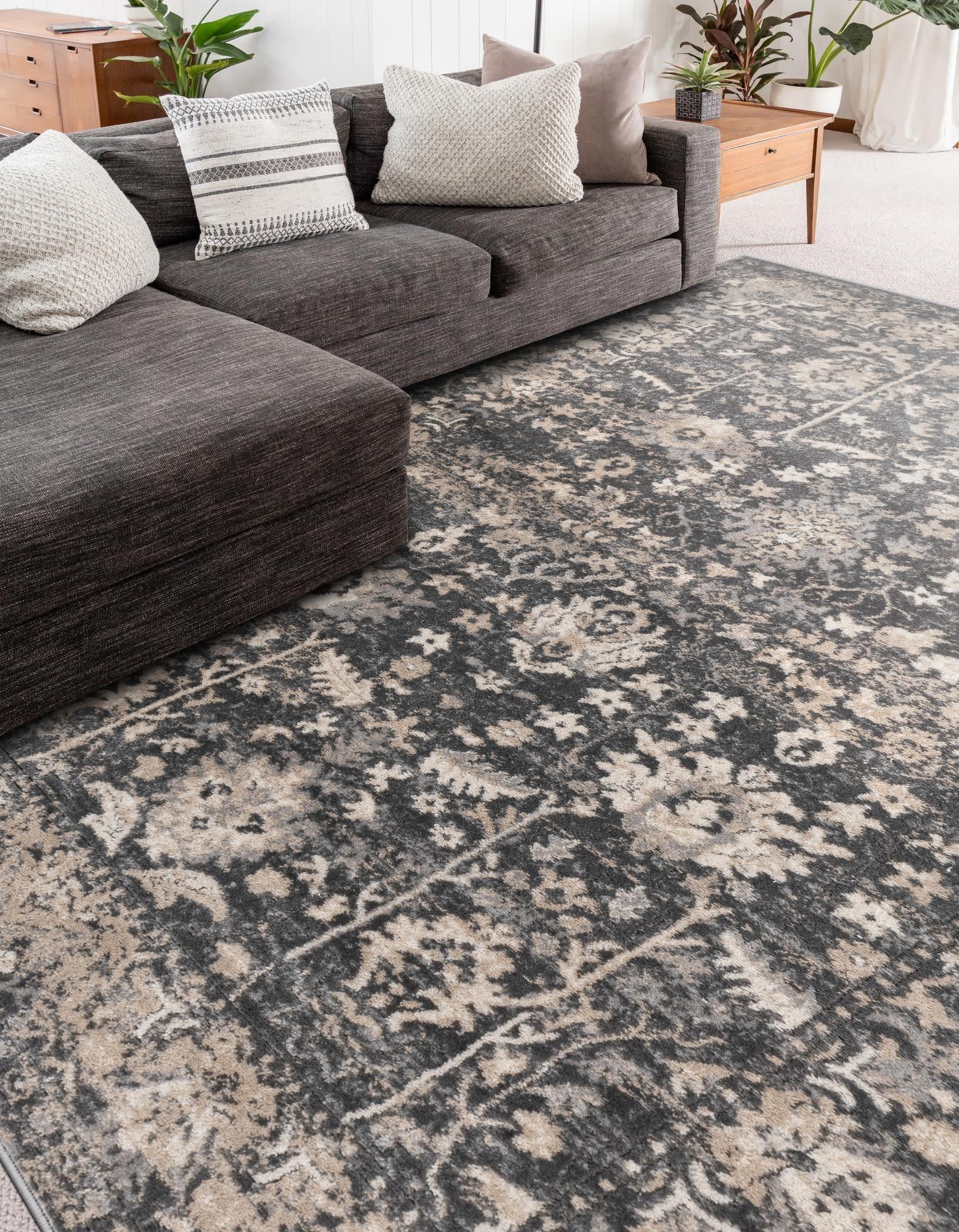 Unique Loom Portland Collection Bohemian Vintage Inspired Tone-on-Tone Design Area Rug (8' 0 x 10' 0 Rectangular, Gray/ Ivory)