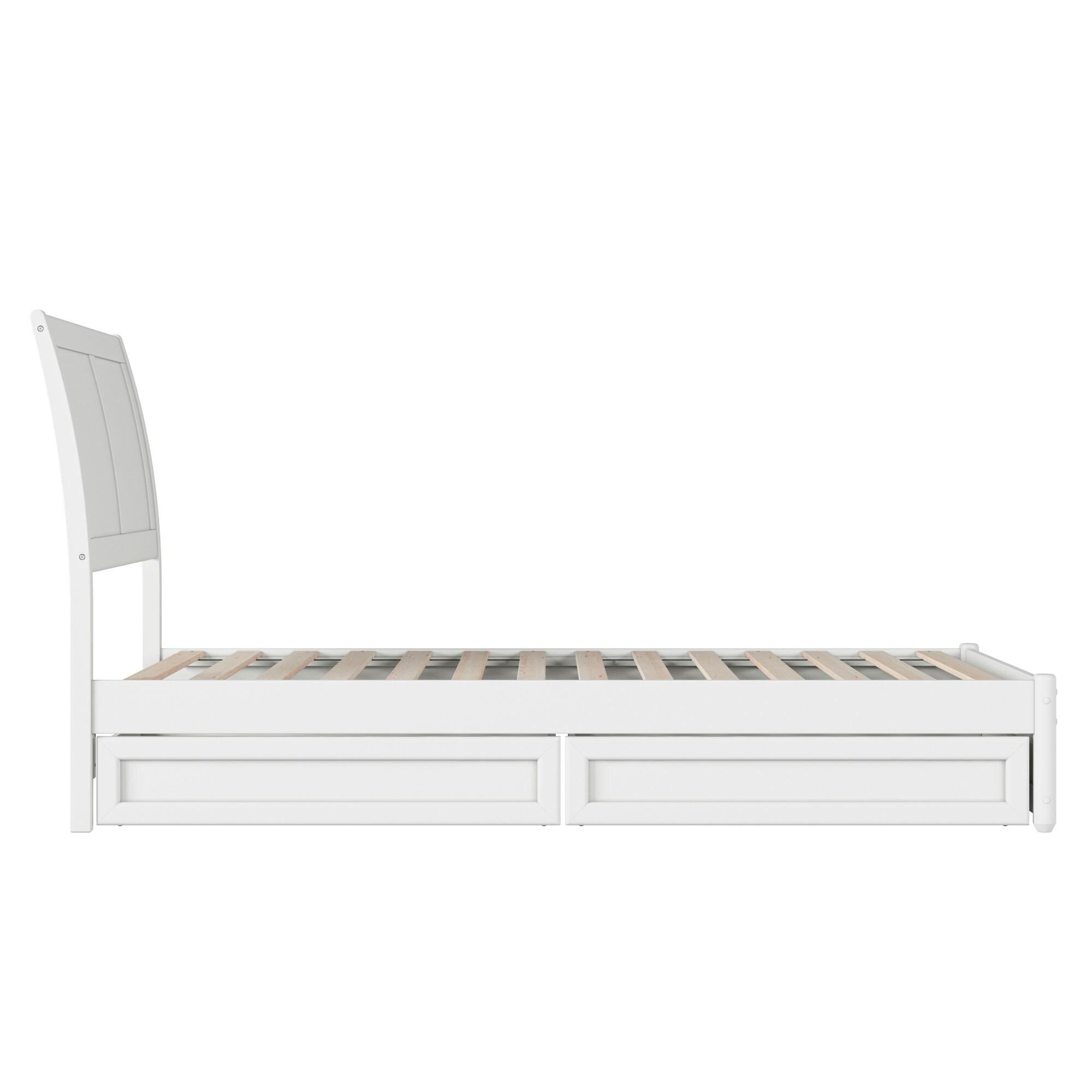 AFI, Andorra Twin XL Platform Bed with Panel Footboard and Storage Drawers, White