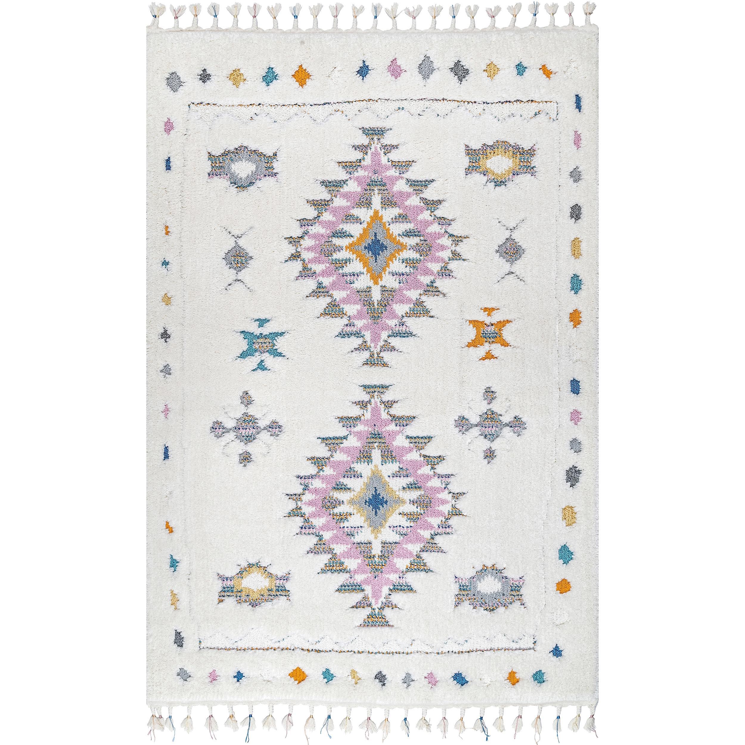 Nuloom Jocelyn Diamond 6 Square Shag Indoor Area Rug for Living Room Bedroom Dining Room Nursery, Off White/Ivory