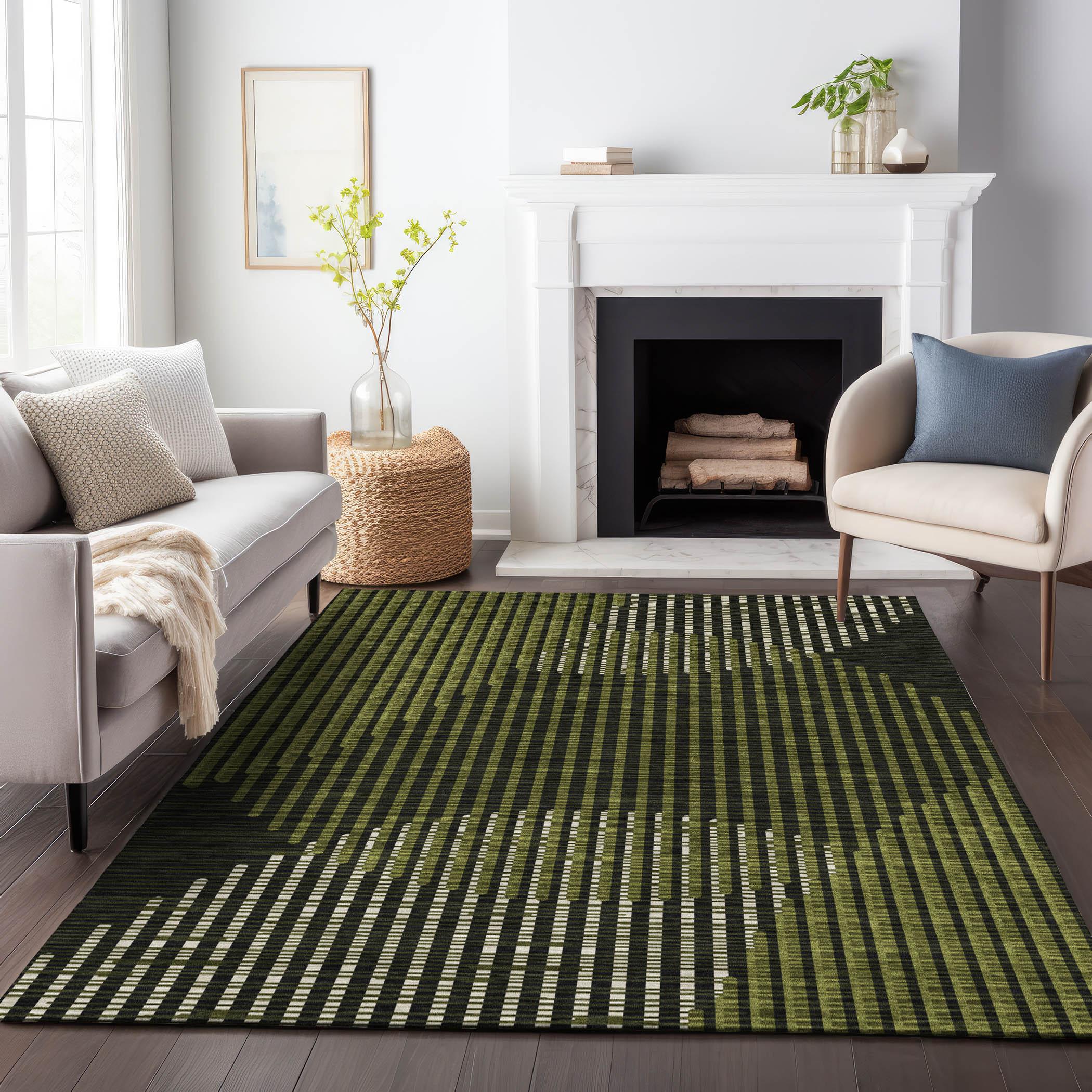 Machine Washable Indoor/Outdoor Chayden ACN1001 Olive