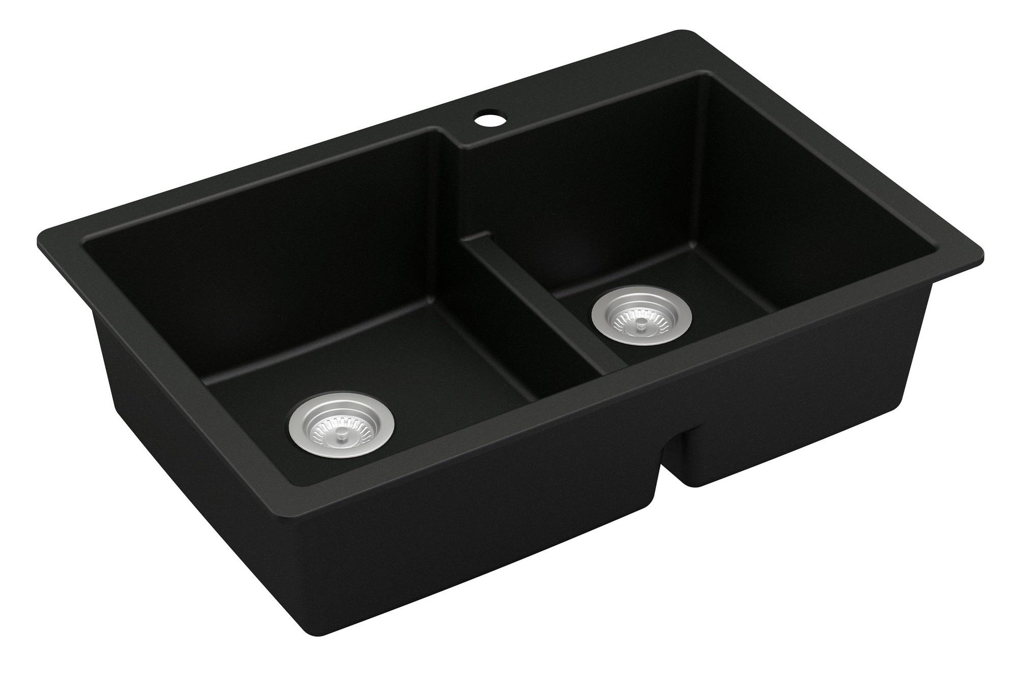 Karran Quartz 33'' X 22'' 60/40 Double Bowl Drop-in Kitchen Sink
