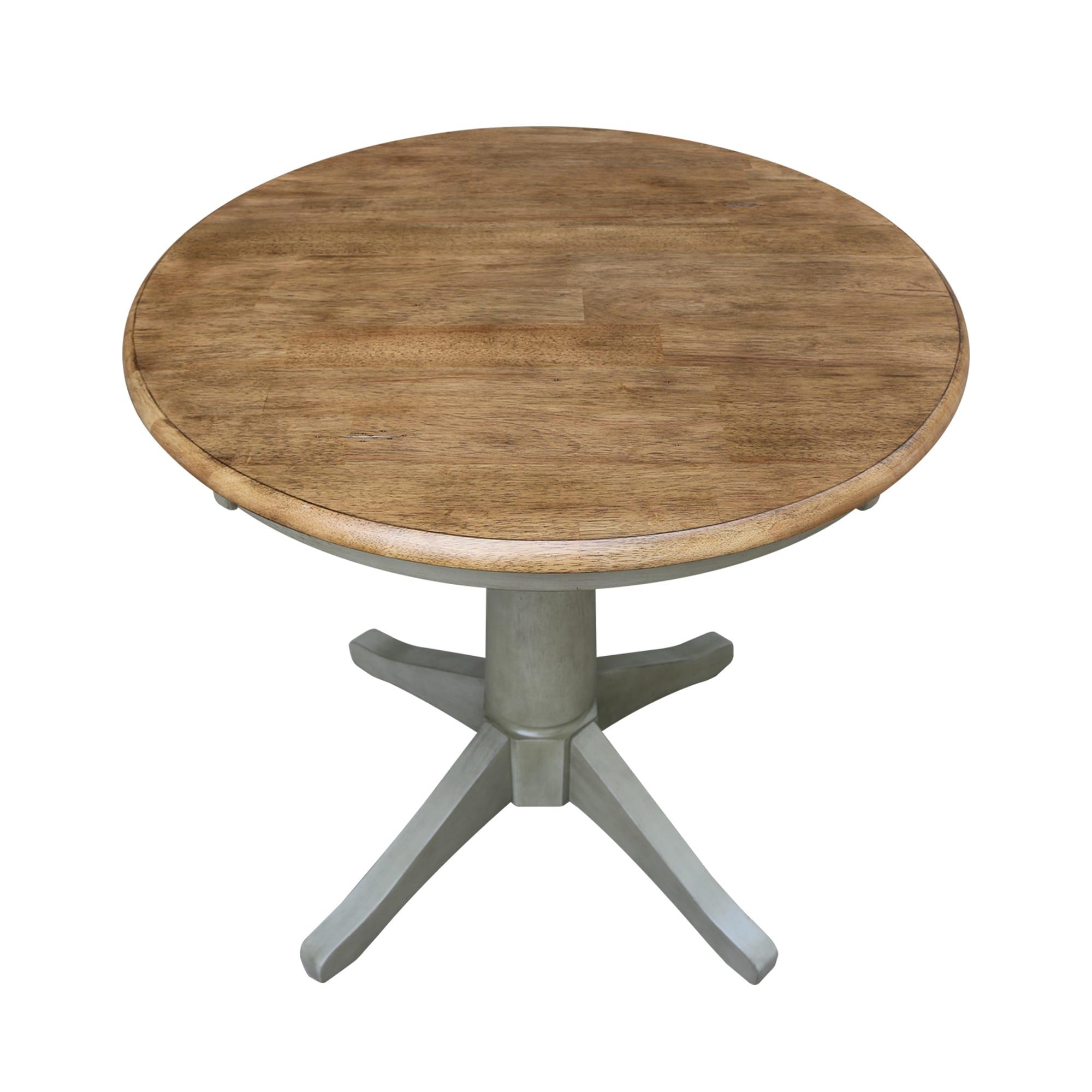 International Concepts 30" Round Top Pedestal Table - Dining Height - Distressed Hickory/Stone