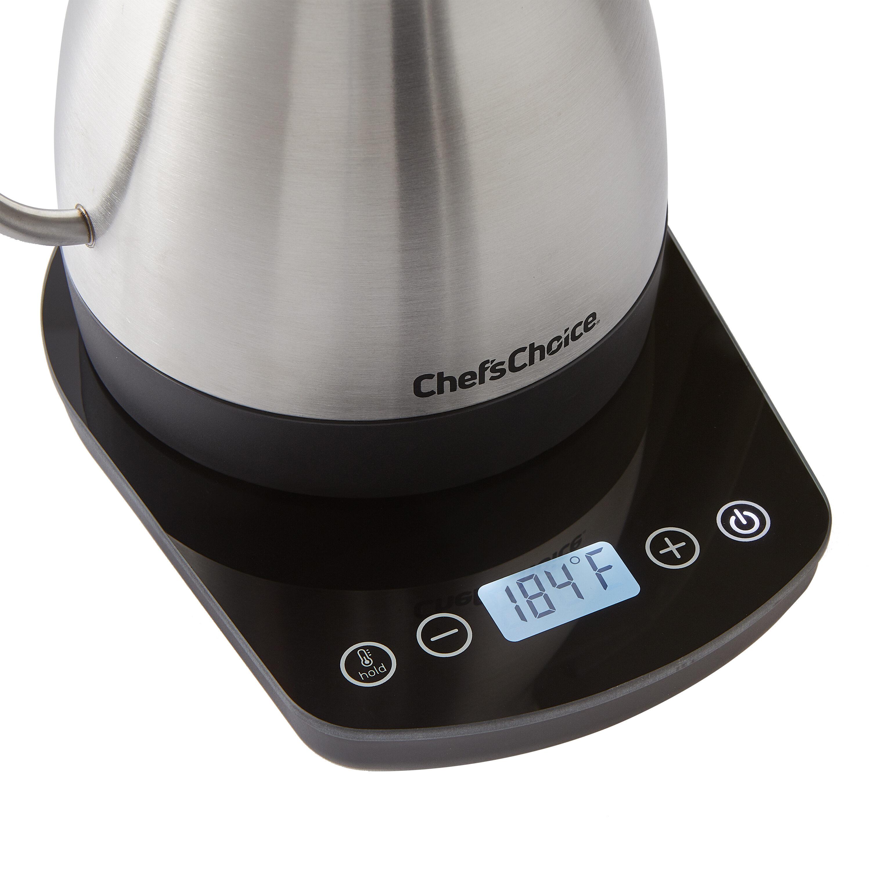 Chef'sChoice 1QT. Digital Electric Gooseneck Kettle Brushed Stainless Steel, 1200W