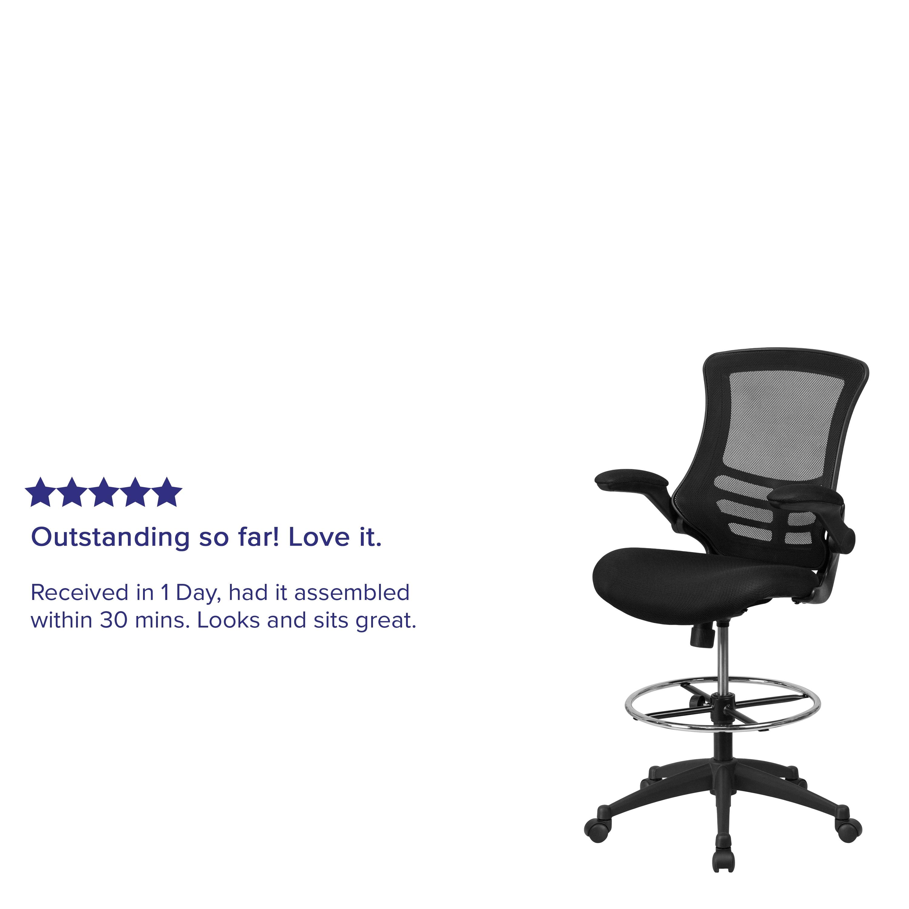 Archimedes Mid-Back Swivel Office Chair with Foot Ring and Flip-Up Arms