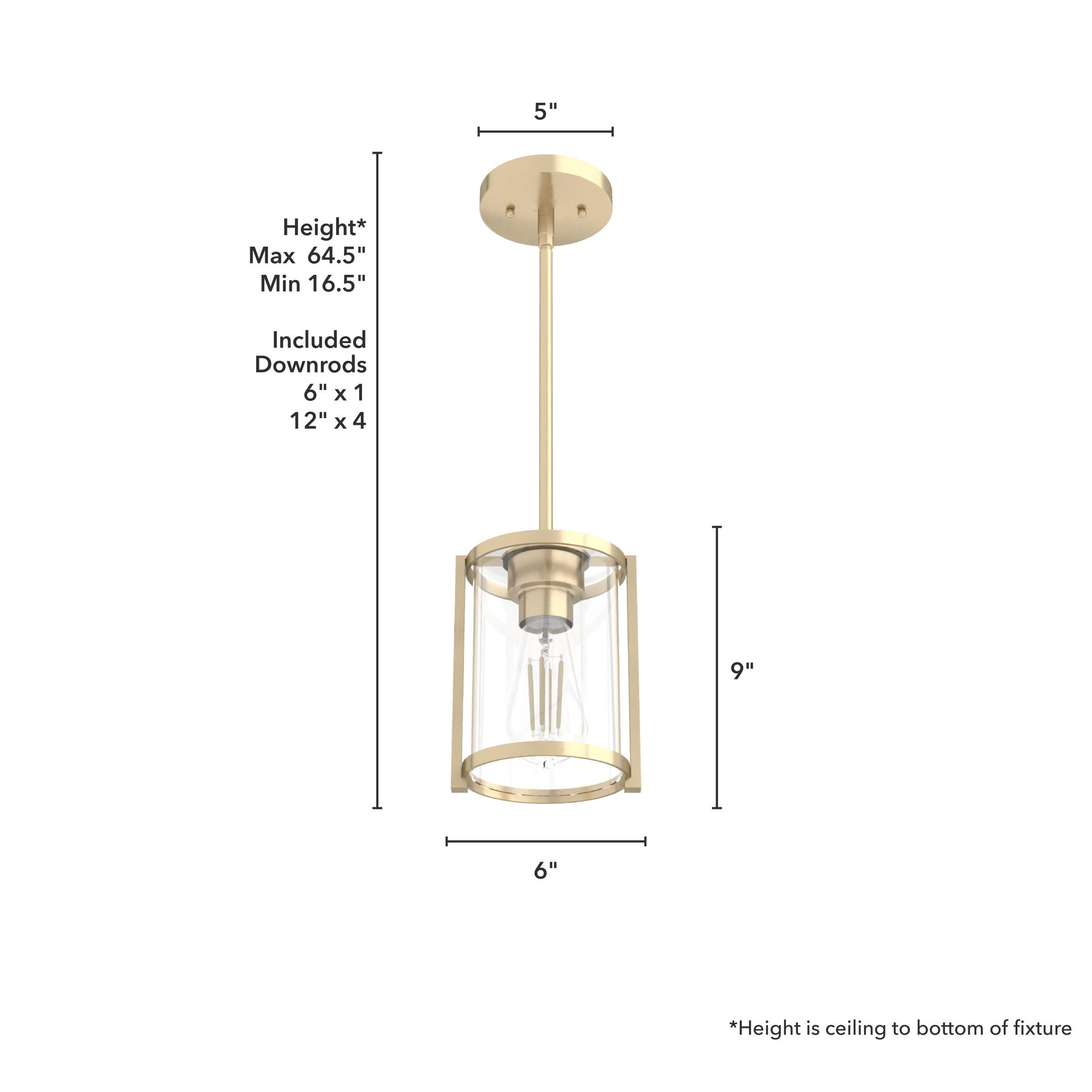 Astwood Clear Glass Mini Pendant Ceiling Light Fixture Gold - Hunter Fan: ETL Listed, Art Deco, Adjustable Height, Metal Body