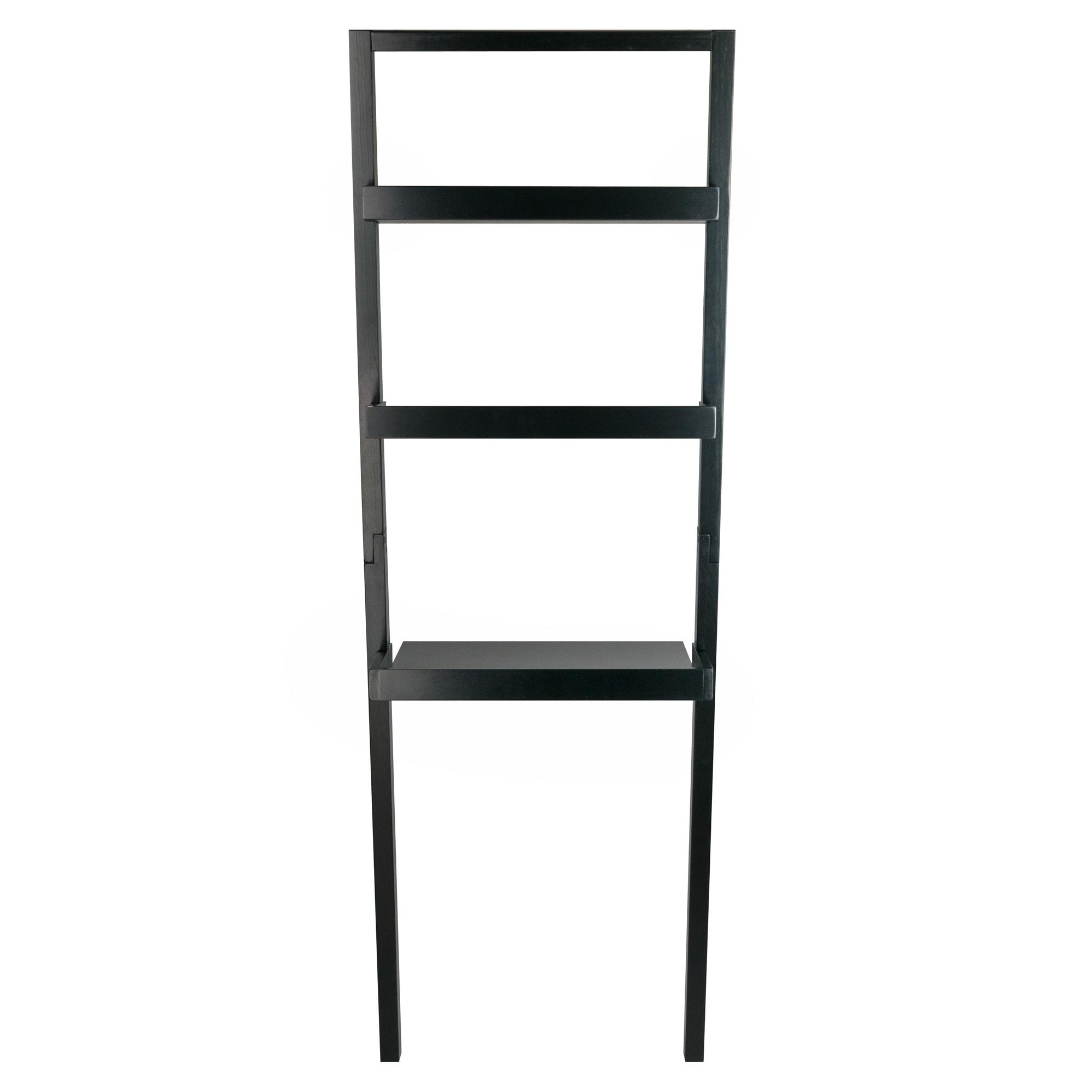 69.36" Bellamy Leaning Desk with 2 Shelves Black - Winsome: Traditional Style, Spot Clean, No Storage