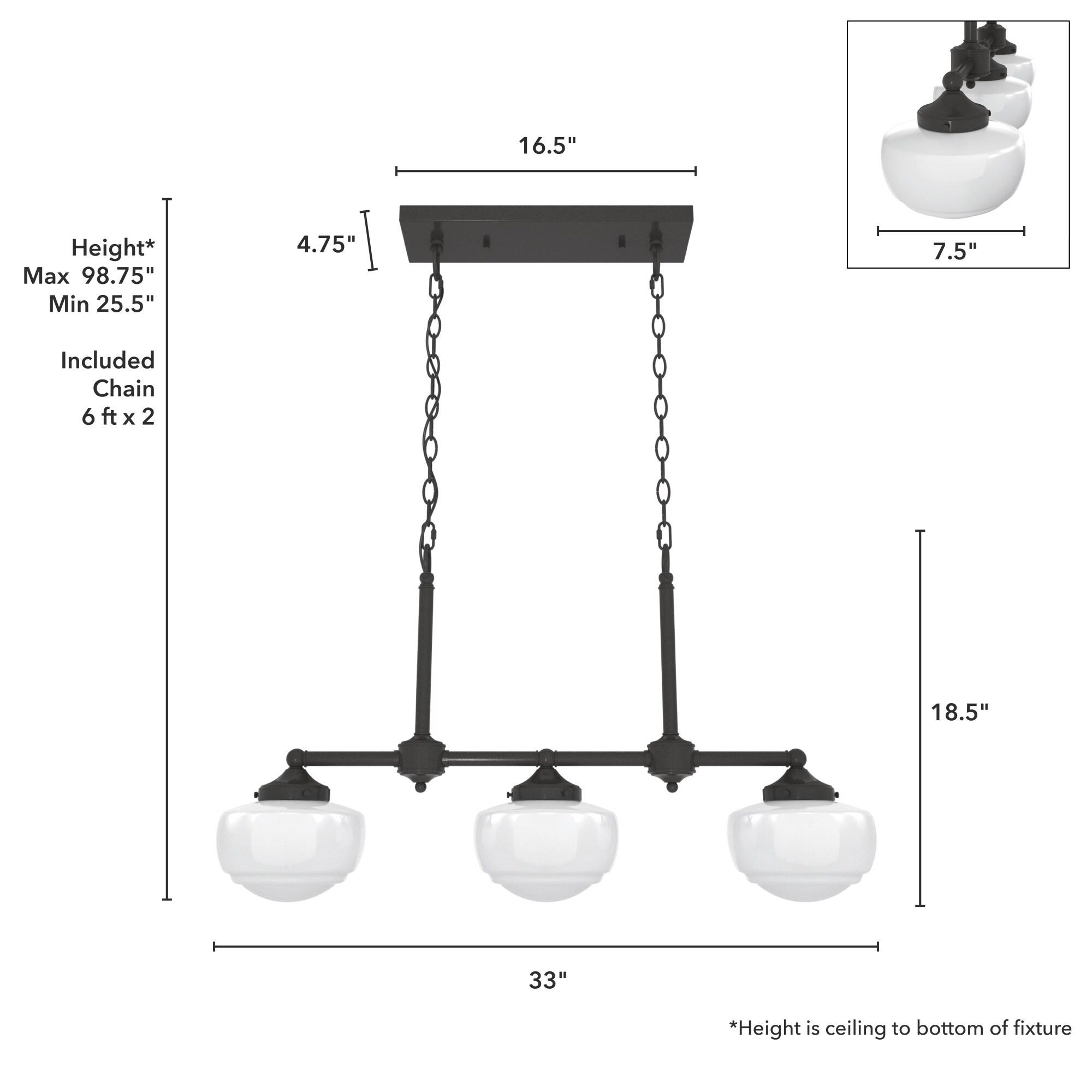 Hunter Fan Hunter Saddle Creek 3 Light Linear Chandelier Ceiling Light Fixture