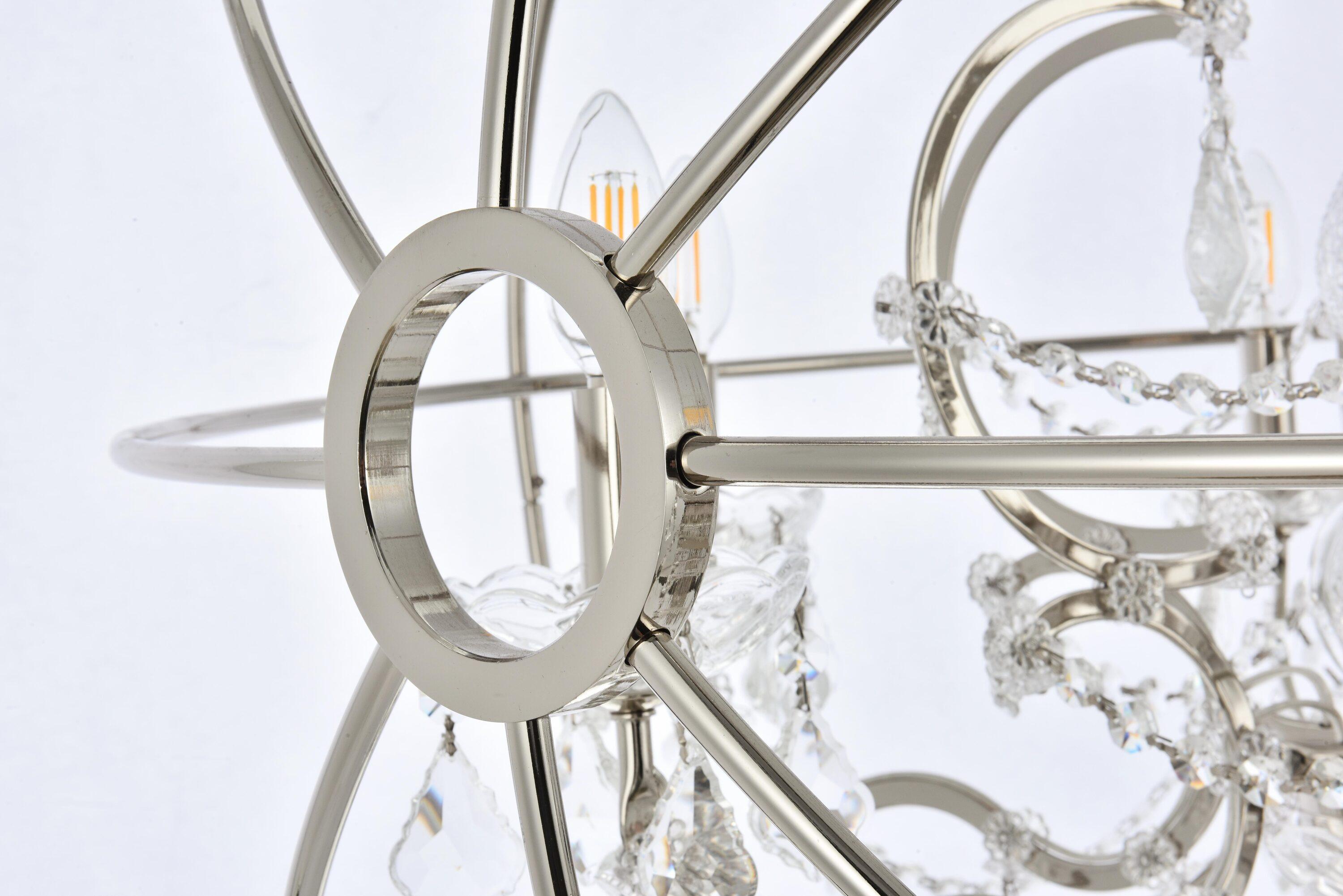 Transitional Geneva 6-Light Polished Nickel & Silver Shade Crystal Chandelier