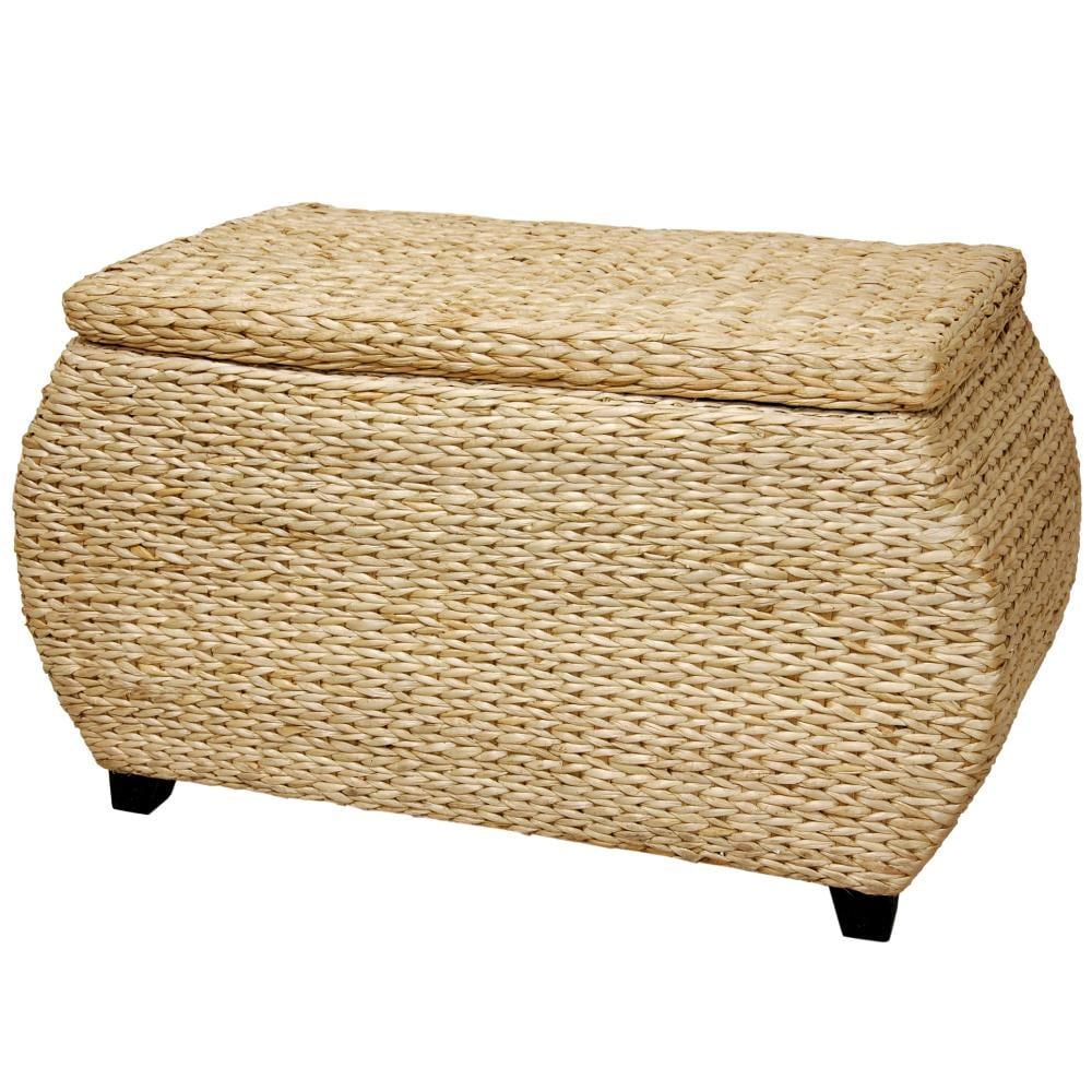 Oriental Furniture Woven Rush Grass Fiber Storage Box - Natural