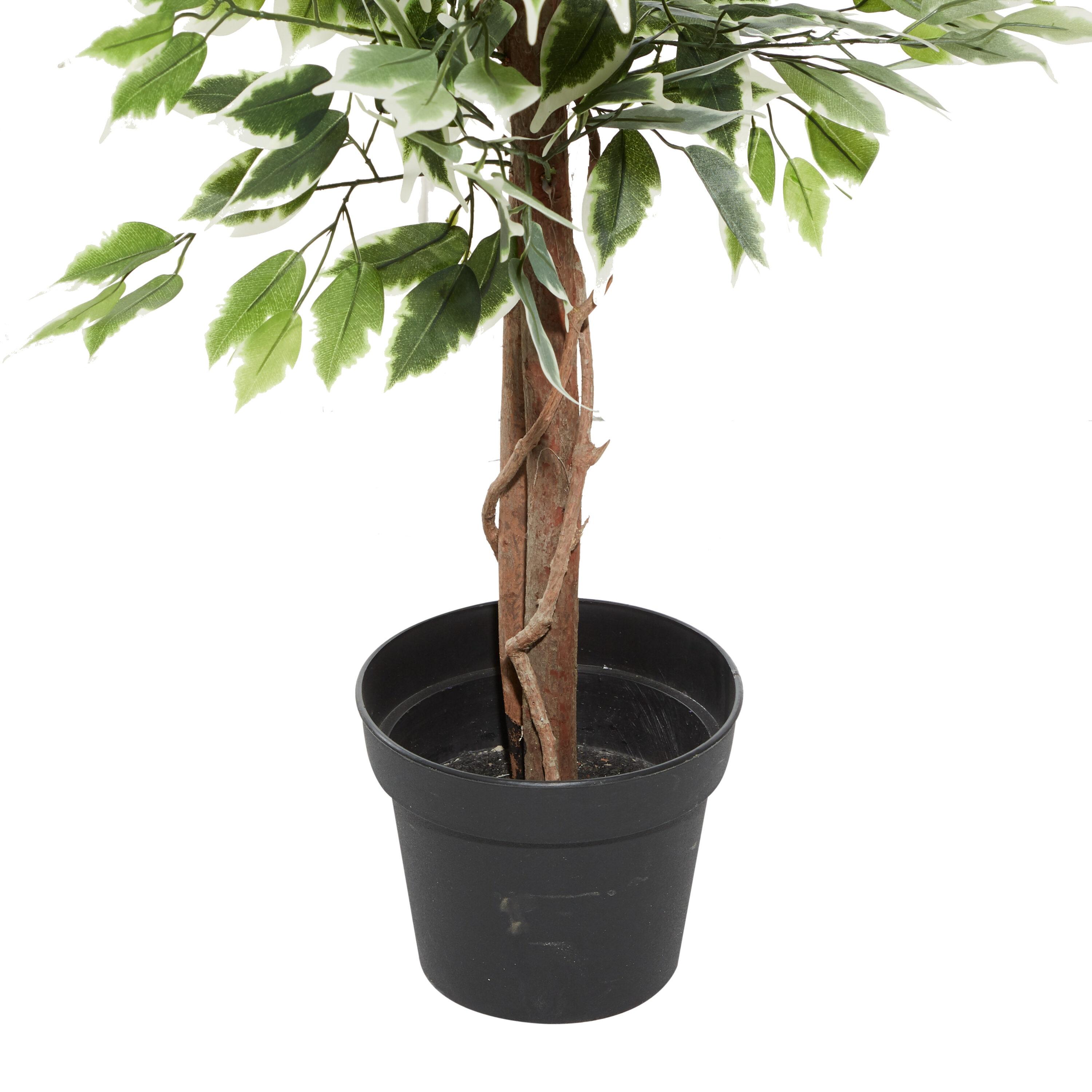 DecMode 73" Artificial Ficus Tree in Realistic Leaves and Black Plastic Pot