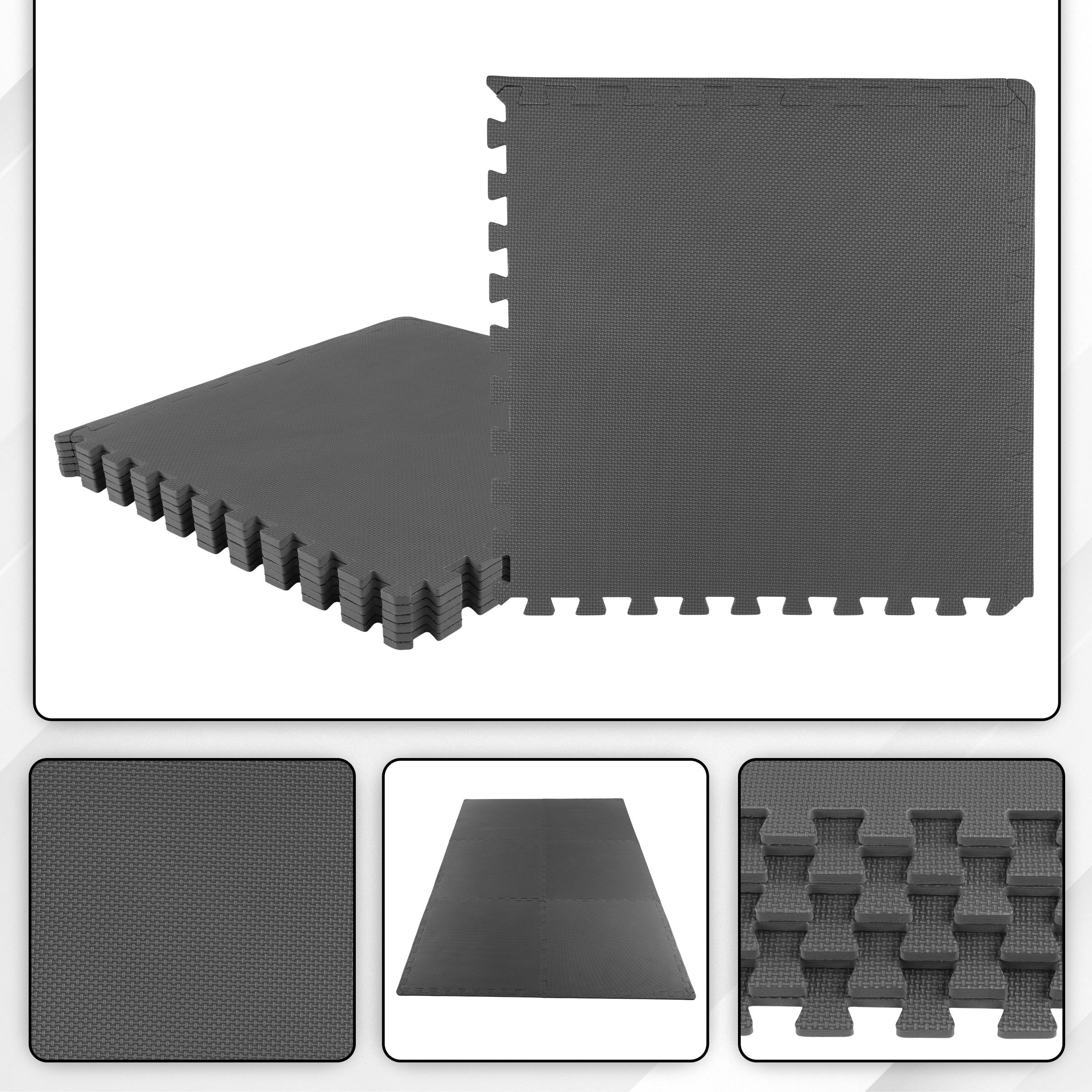 Fleming Supply Cushioned Nonslip Interlocking Foam Floor Tiles – 24" x 24" x 0.375", Gray, 6-pack