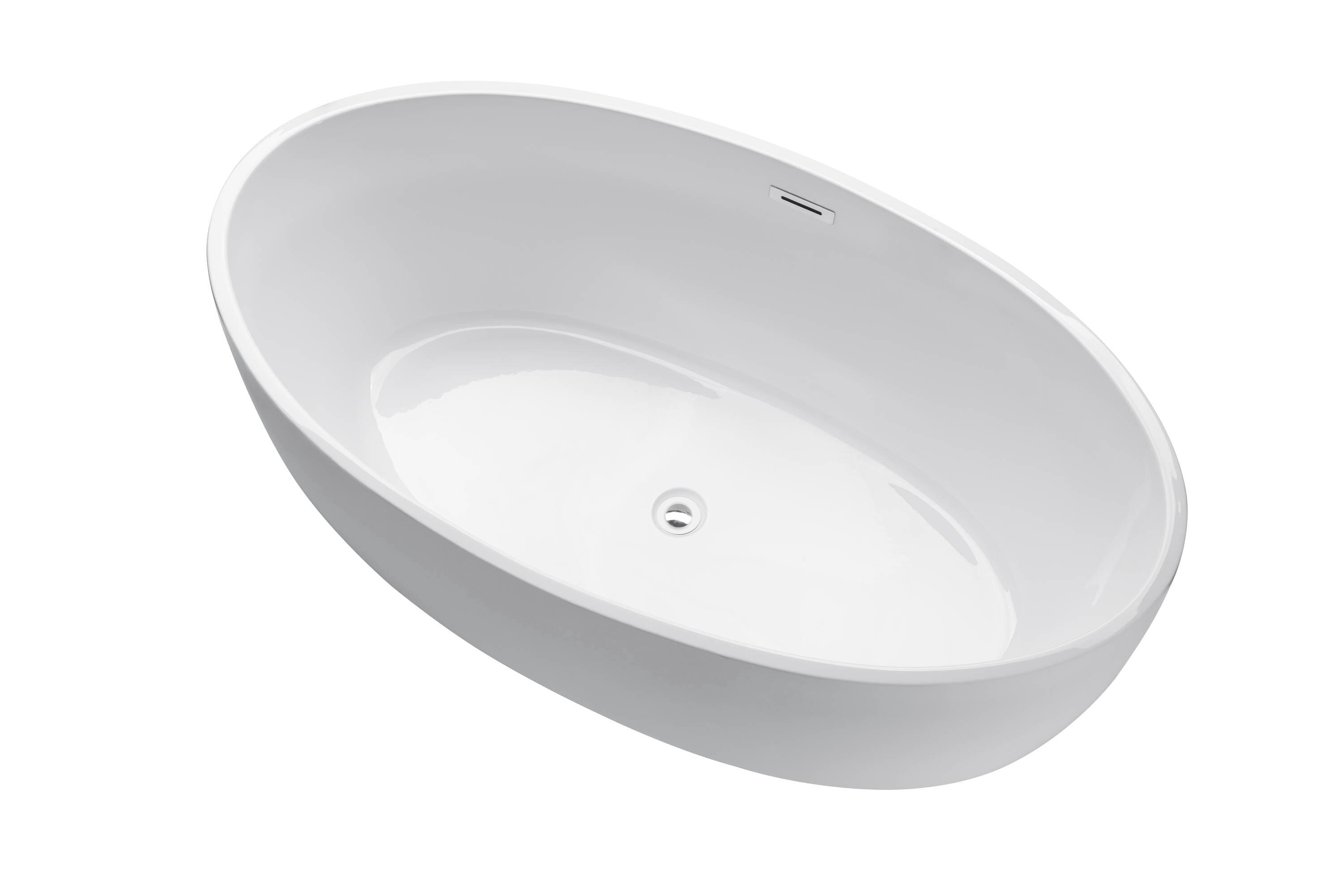 Vanity Art 59" X 32" White Acrylic Freestanding Bathtub