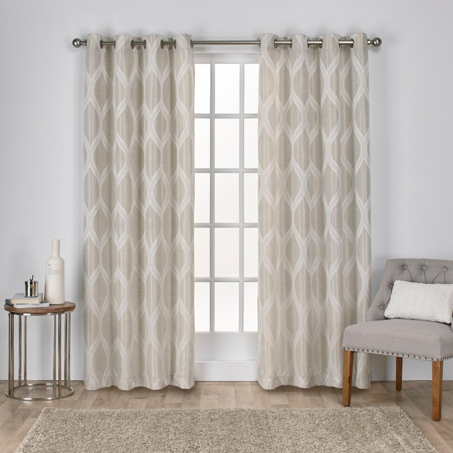 Set of 2 84"x54" Montrose Ogee Geometric Textured Linen Jacquard Grommet Top Window Curtain Panel Linen - Exclusive Home