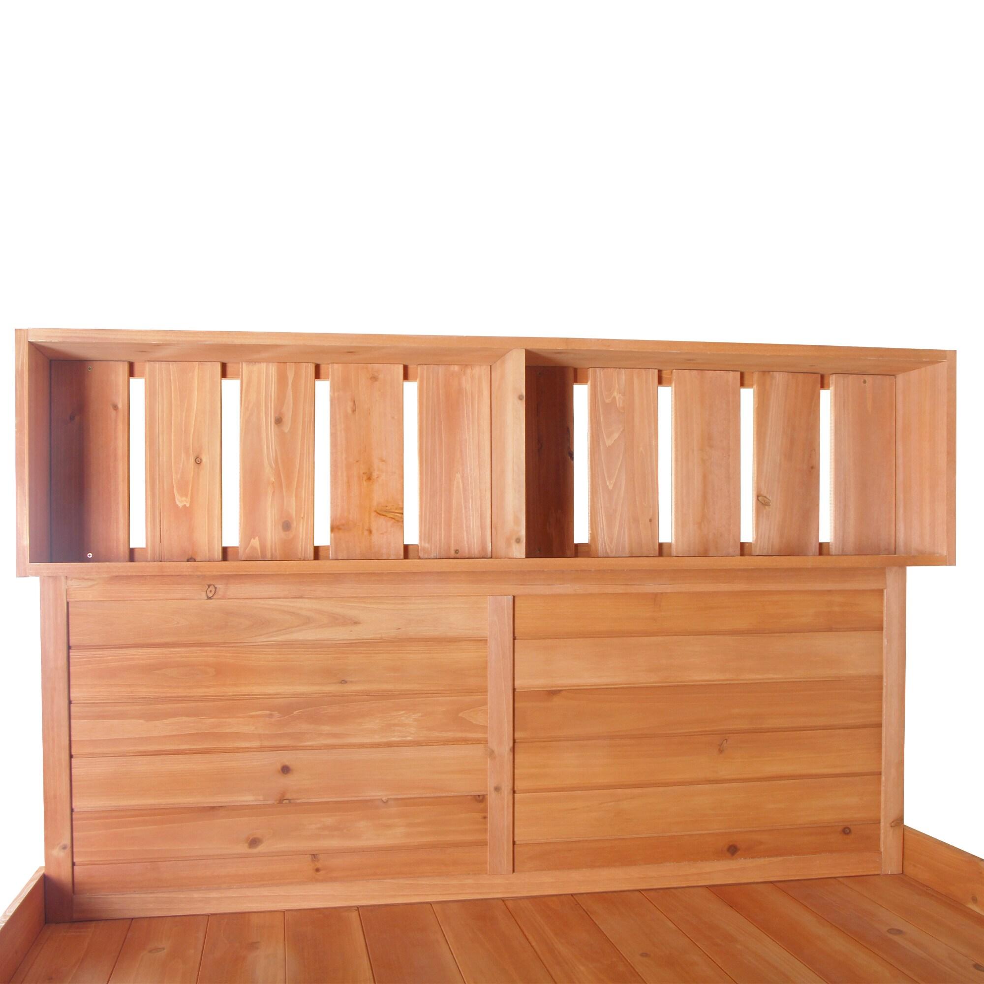 Wooden Potting Bench, 65" Large Wooden Farmhouse Rustic Outdoor Potting Bench Table, Patio Workstation, Garden Potting Bench with 4 Storage Shelves, Splash Plate & 3 Side Hooks, Natural