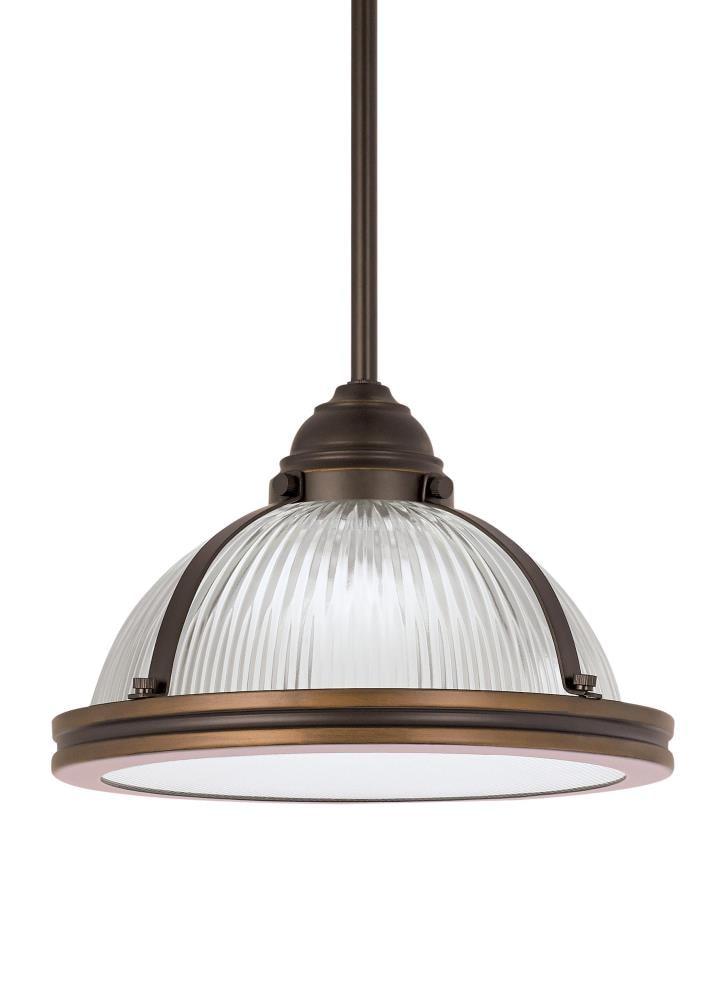 Autumn Bronze 10" LED Pendant with Clear Textured Glass Shade