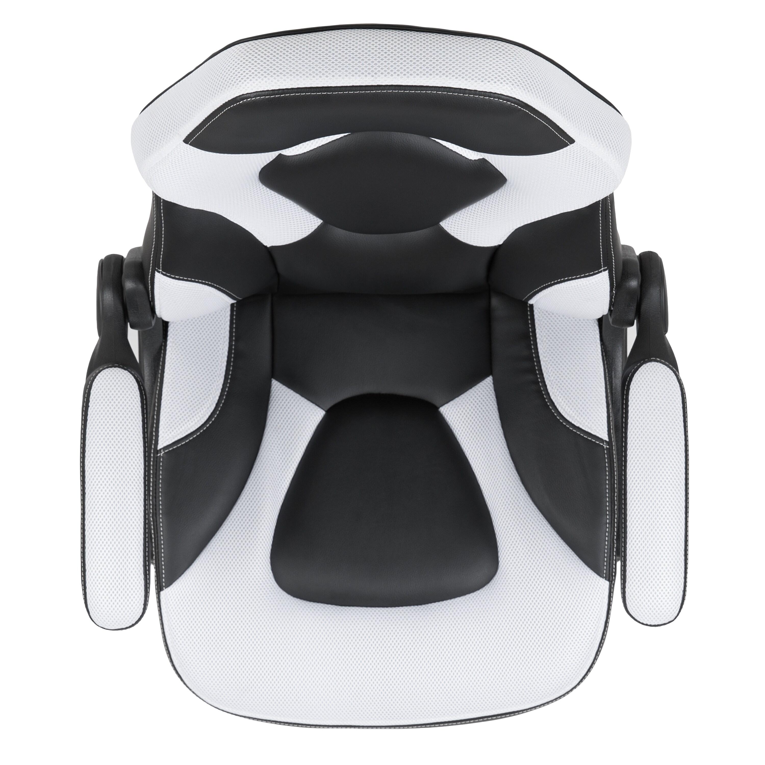 Flash Furniture X10 Gaming Chair, Racing Ergonomic Office Chair, Height Adjustable Swivel Computer Chair with Flip-Up Arms, White/Black LeatherSoft