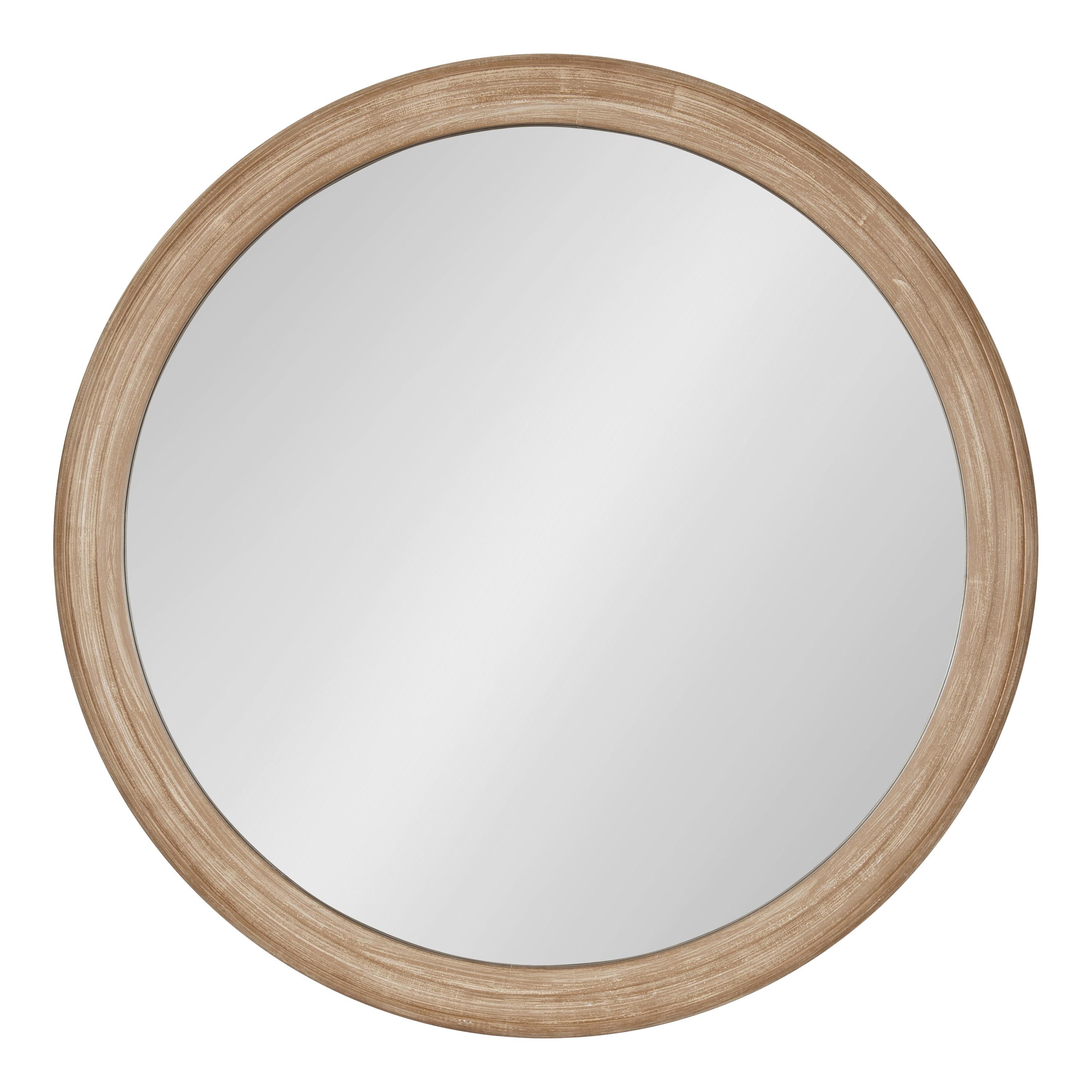 28" Mansell Round Wall Mirror Brown - Kate & Laurel All Things Decor