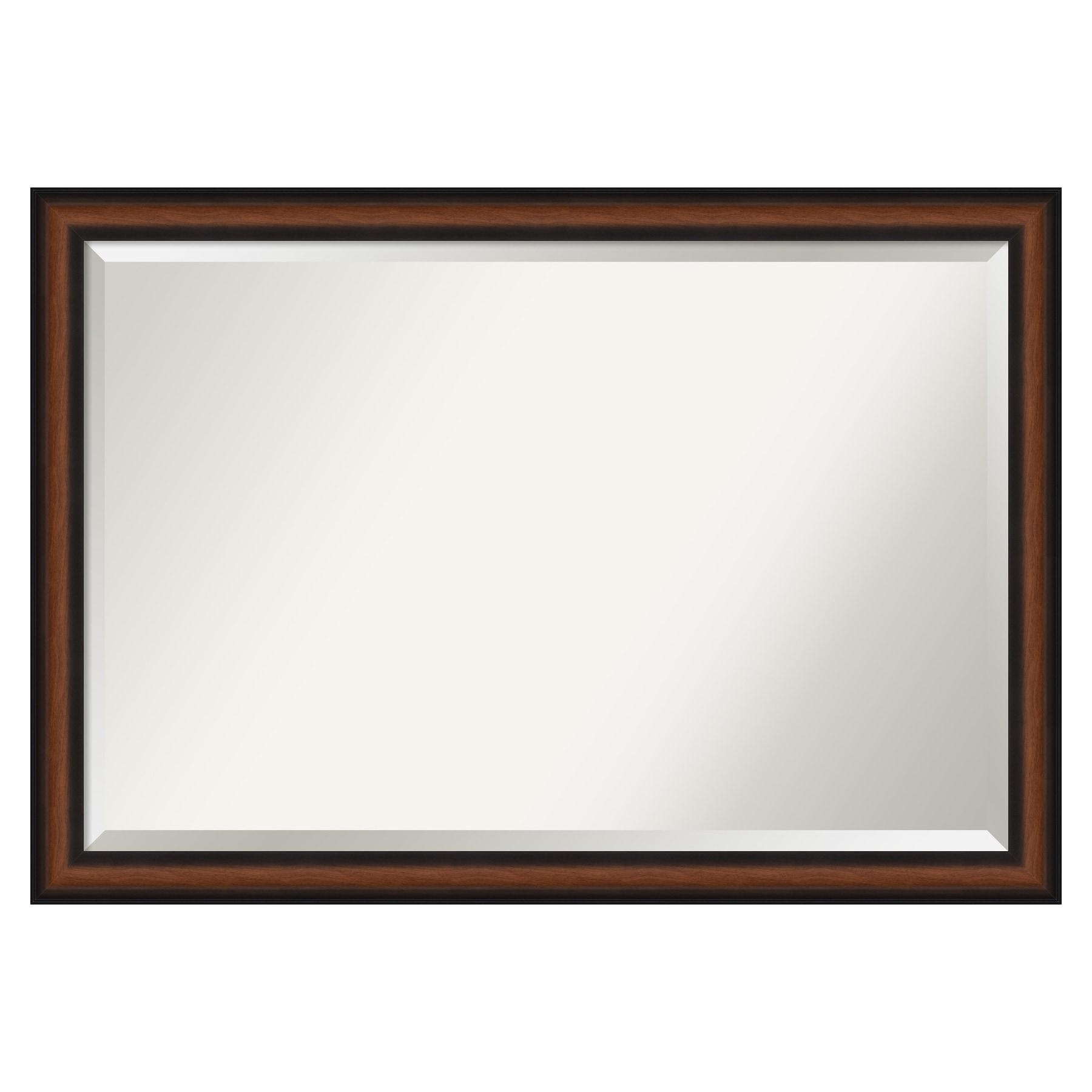 Yale Walnut Rectangular Bathroom Vanity Mirror with Beveled Edge