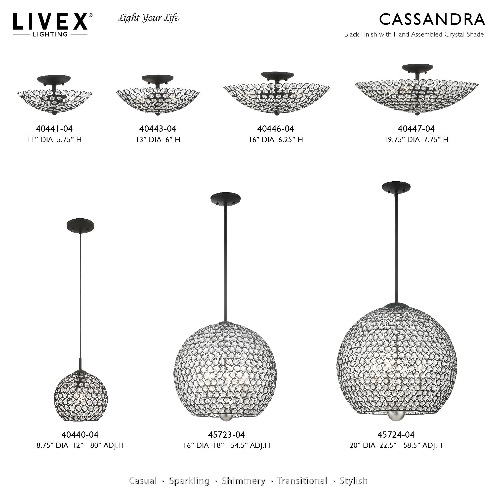 Livex Lighting - Cassandra - 2 Light Semi-Flush Mount in Glam Style - 11 Inches