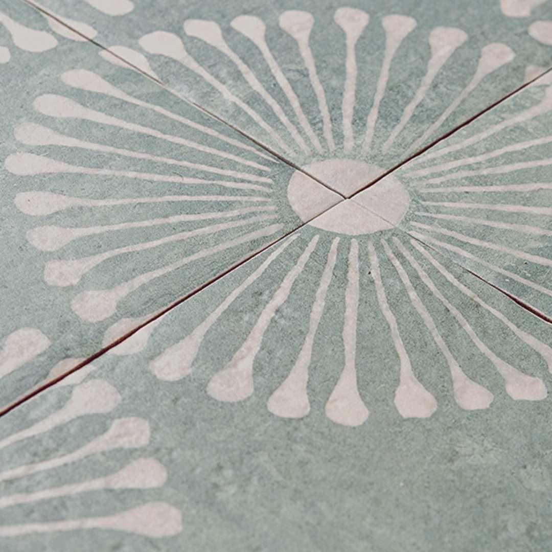 The Tile Life Amanecer Verde Porcelain Encaustic Tile Sample - 8 x 8 in. - 1-Piece - Floor, Wall & Backsplash