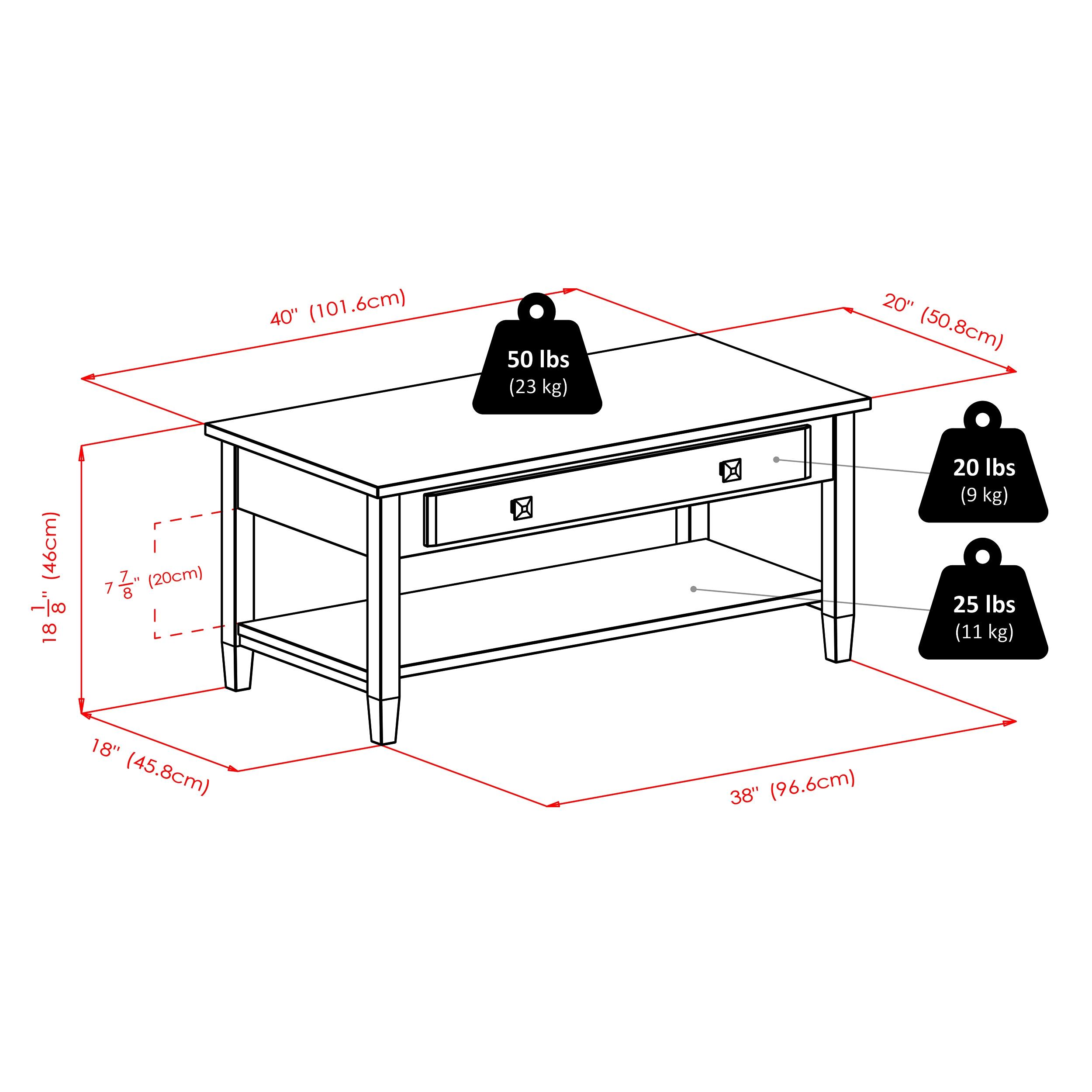 Richmond Coffee Table with Tapered Leg Walnut Finish - Winsome: Storage Shelf, Modern Brushed-Chrome Knobs