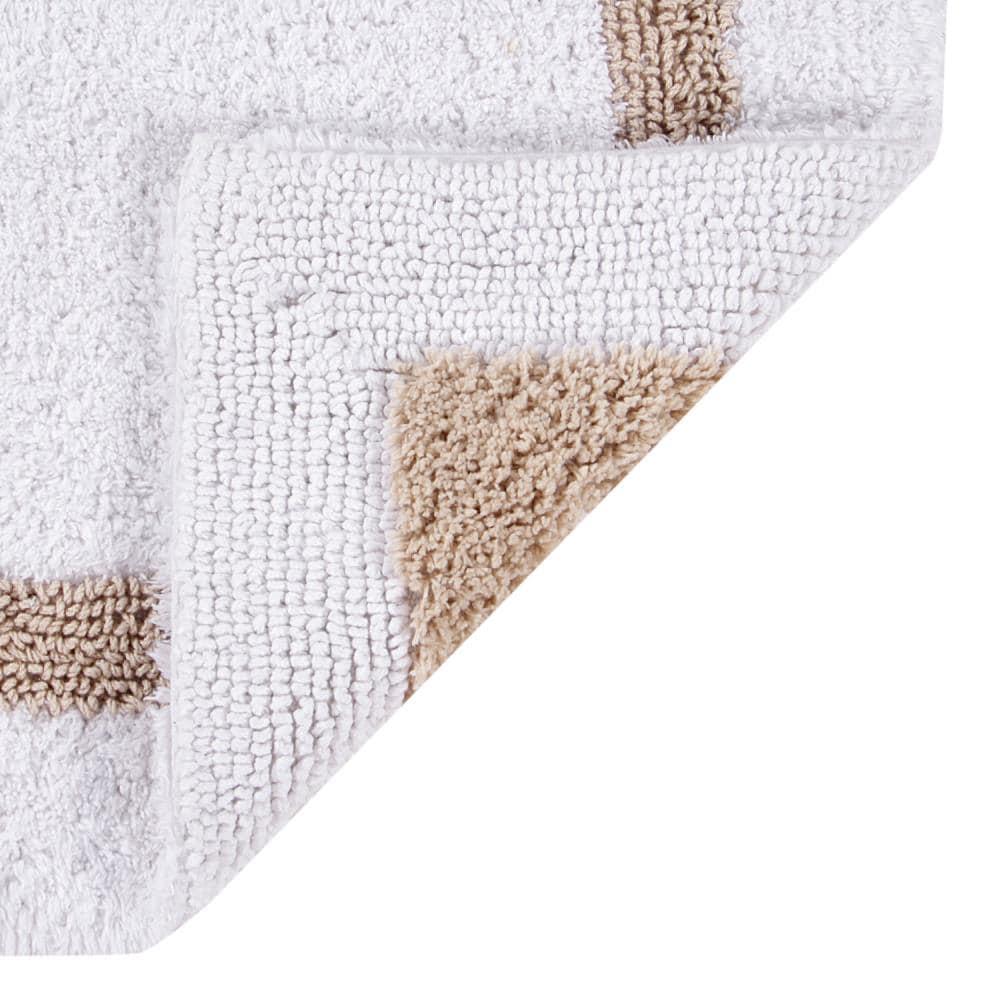Better Trends Hotel 100% Cotton Tufted Two Tone Reversible Bath Rug 17" x 24" Rectangle - White/Sand