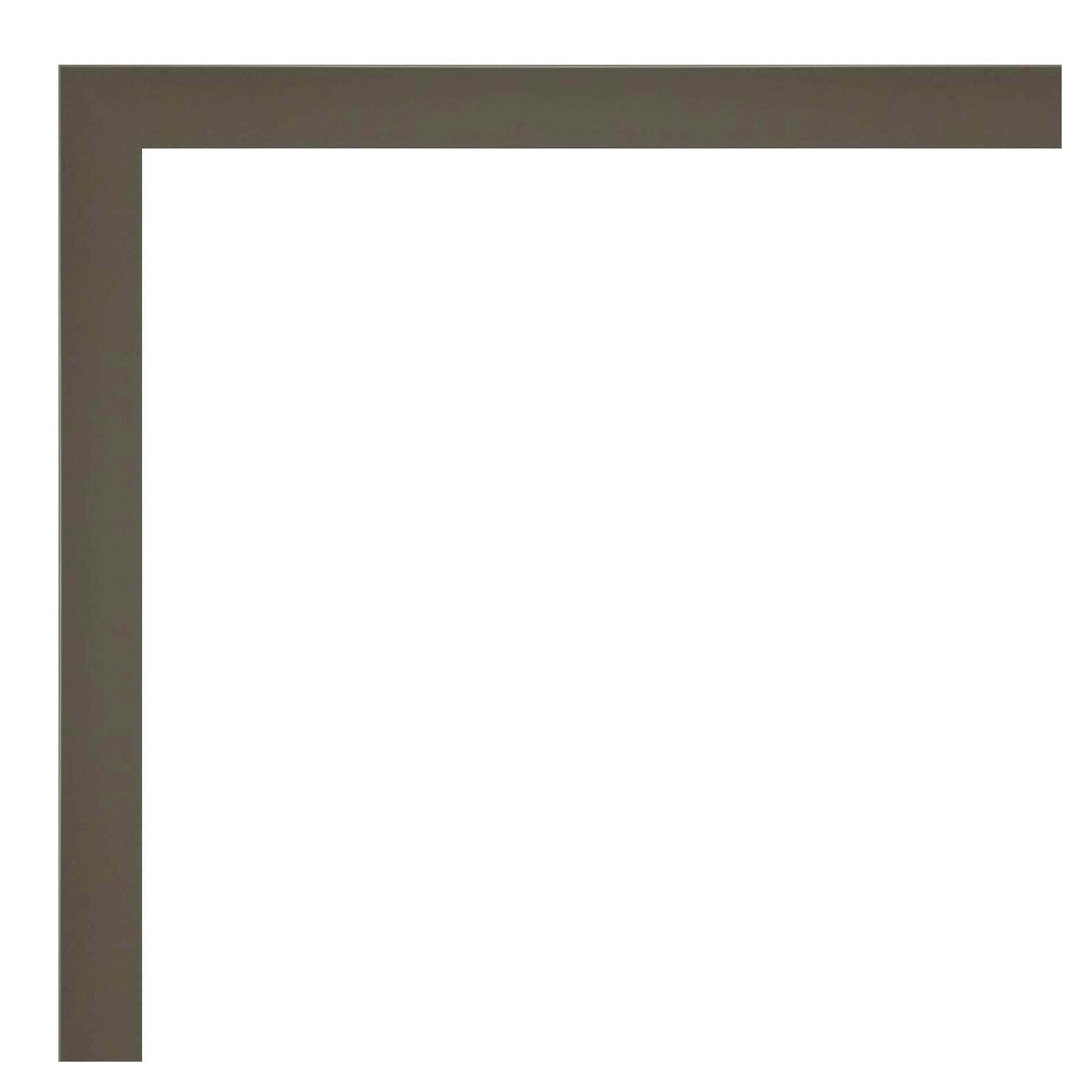 Amanti Art Beveled Wood Bathroom Wall Mirror - Svelte Frame Svelte Clay Grey Outer Size: 37 x 25 in Grey