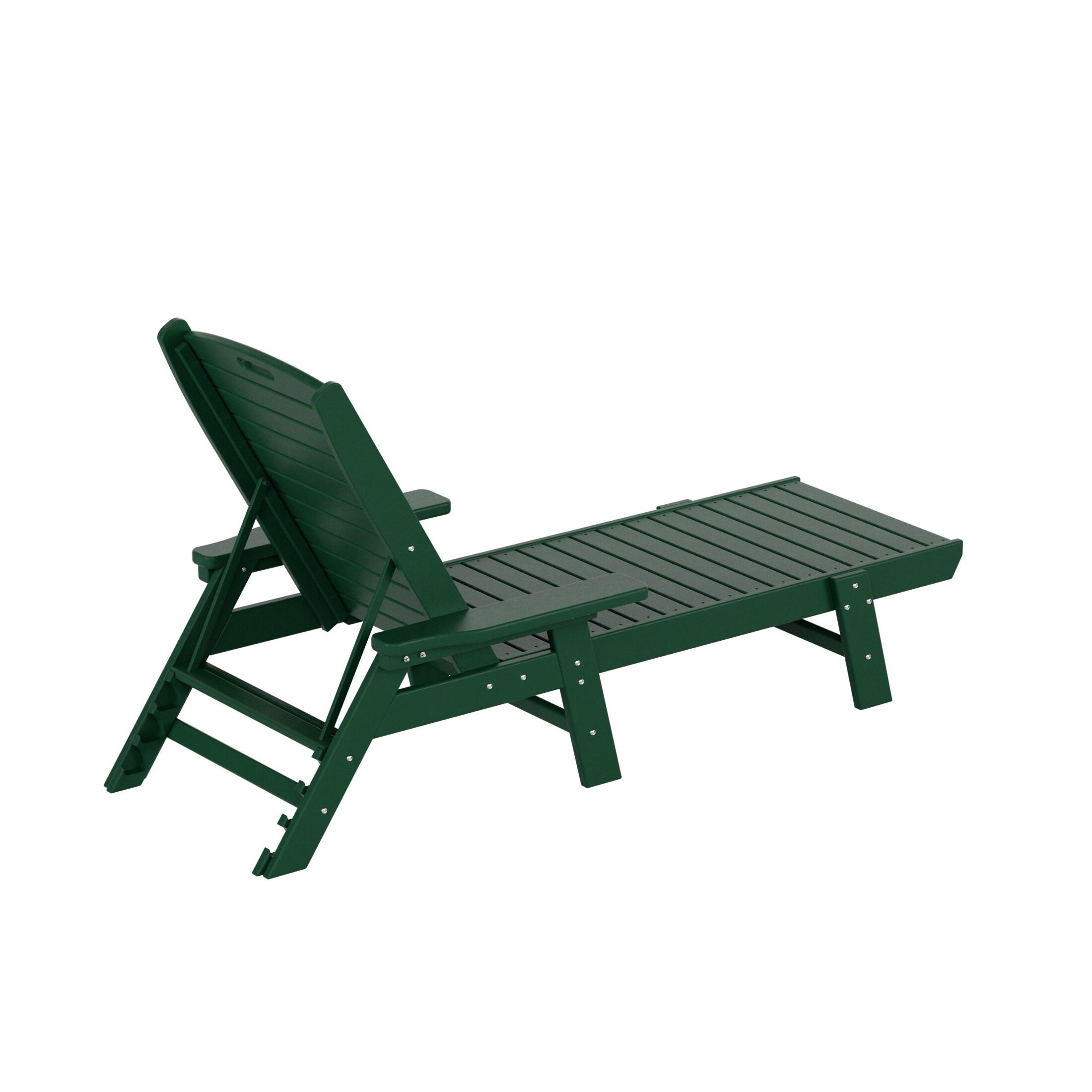 Polytrends Laguna 78" Poly Weather-Resistant Outdoor Chaise Lounge (Set of 2) Dark Green