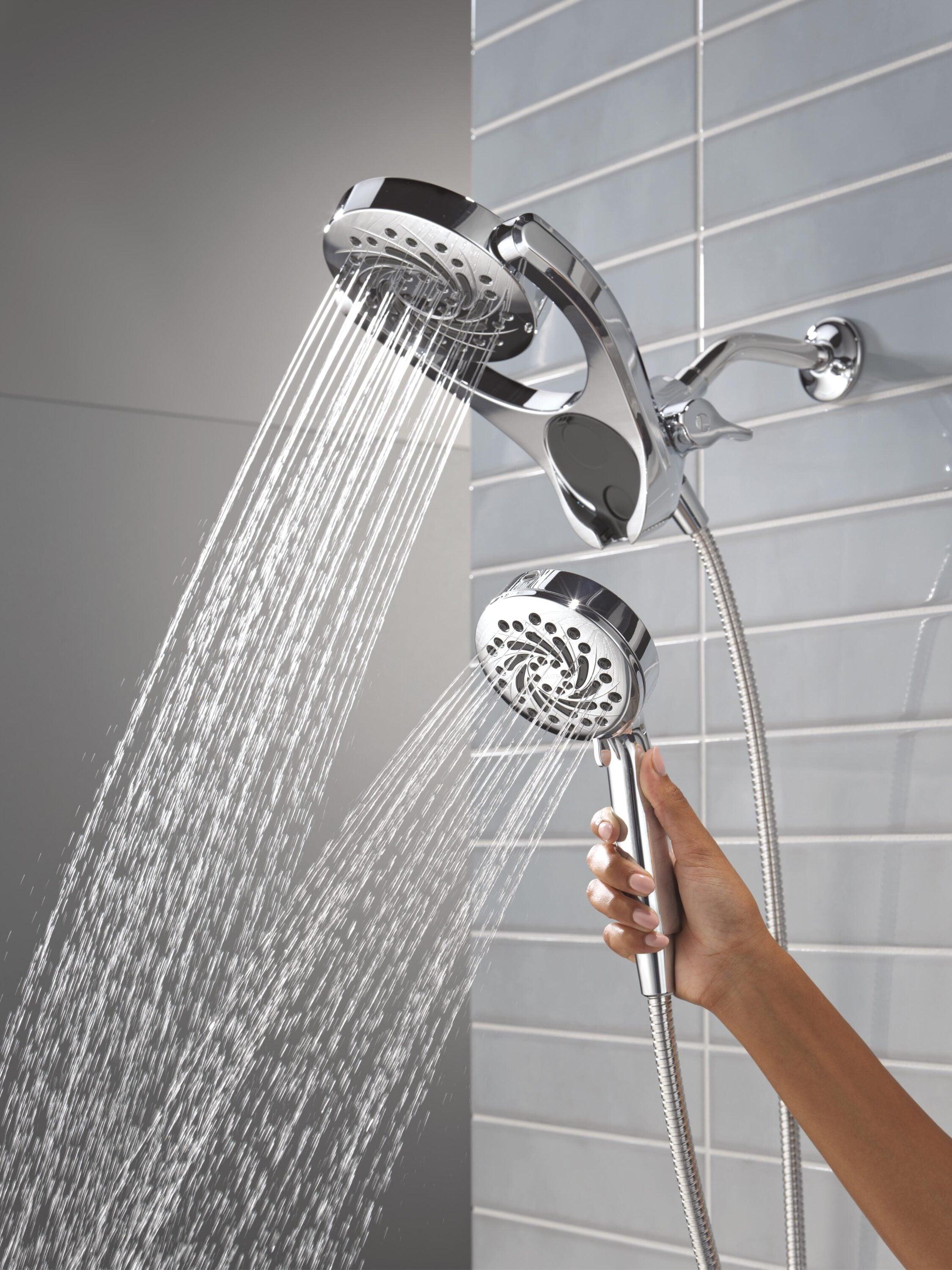 Delta 75419 5-Setting HydroRain 2-in-1 Dual Shower Head with ProClean Spray