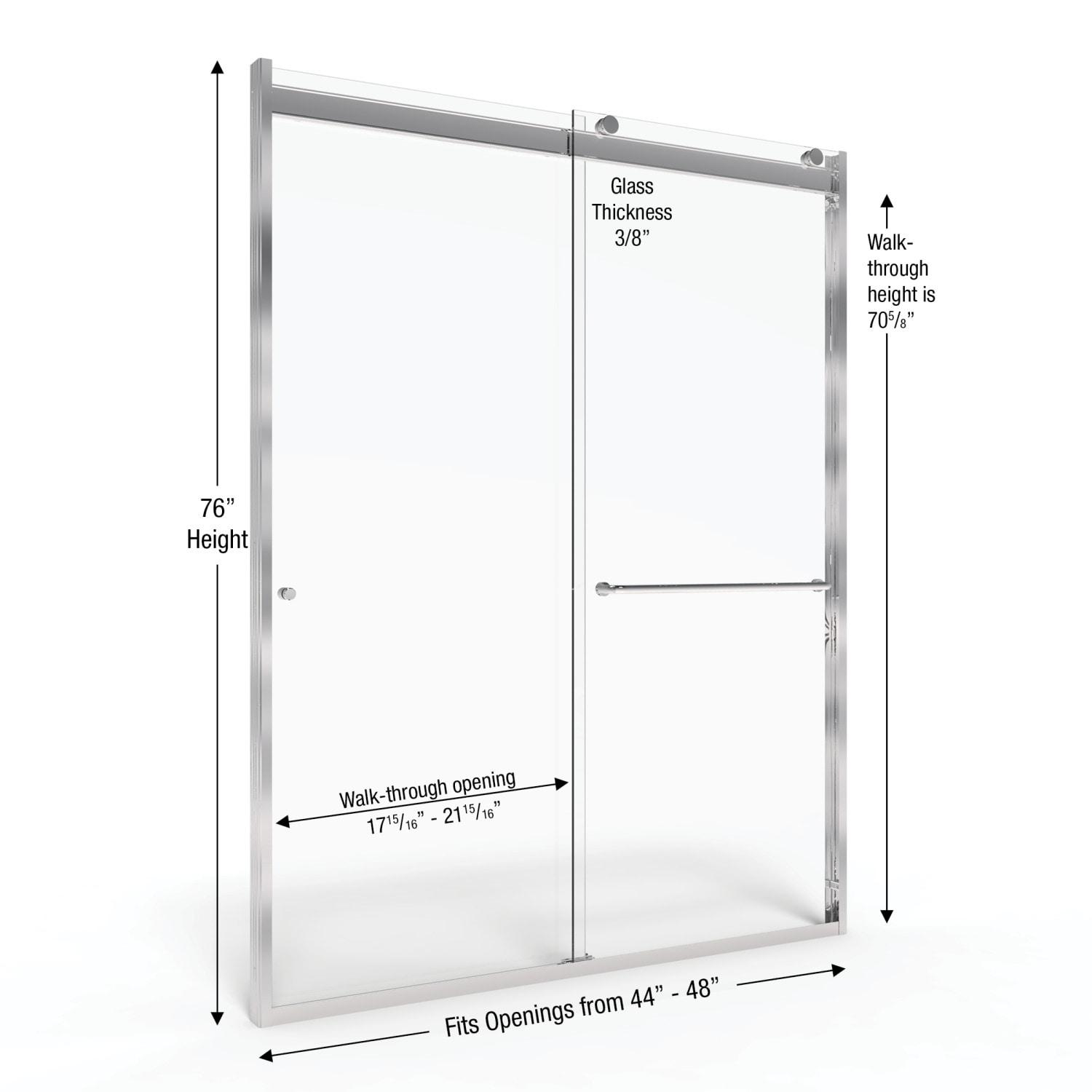 Rotolo 44" W X 76" H Bypass Semi-Frameless Shower Door