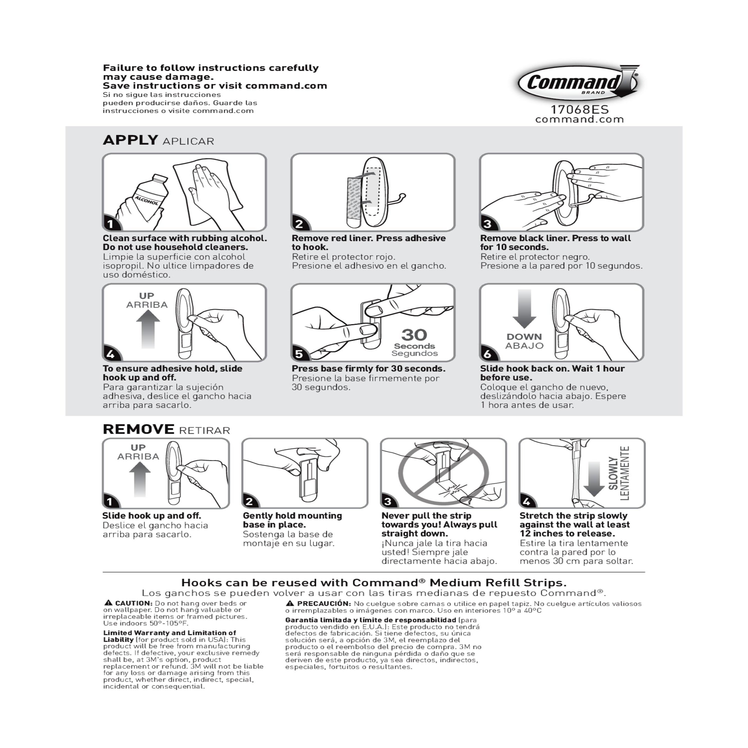 Command Wire Hooks, White, Medium, 3 Wall Hooks