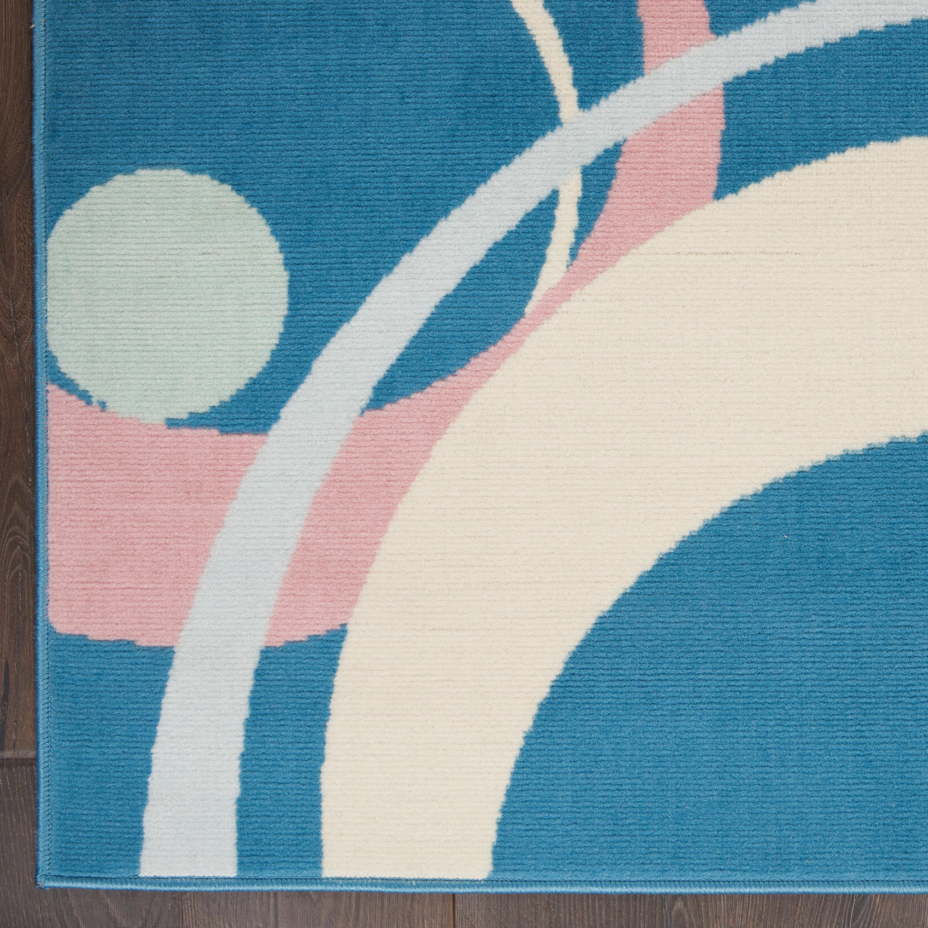 Nourison Grafix 6'X9' (6' x 9') Blue Multi Colored Area Rug Retro Contemporary Geometric by Nourison