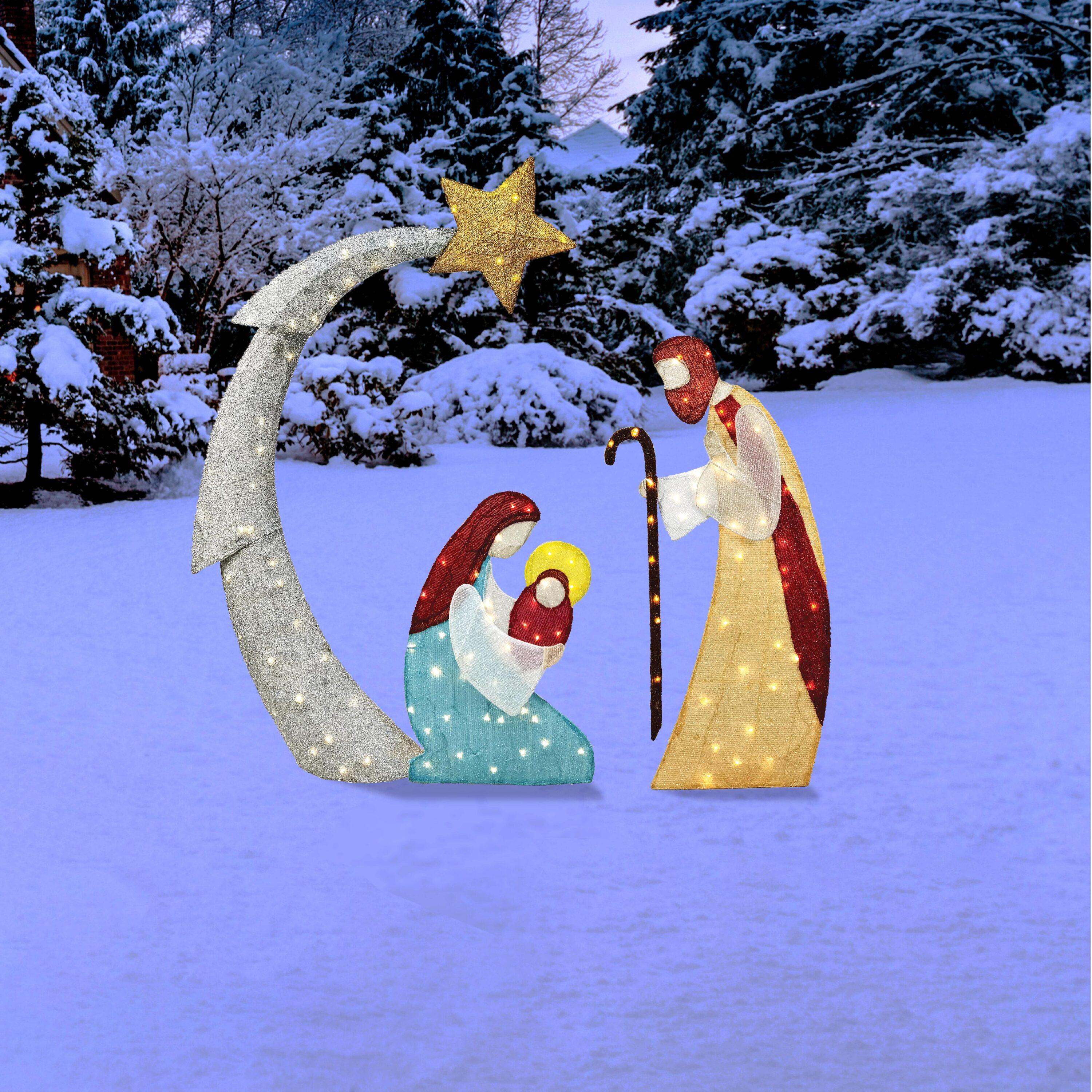 Joiedomi 5FT Christmas Nativity Scene Yard Light with Pre-Lit LED Lights for Indoor Outdoor Garden, Lawn, Christmas Event, Christmas Eve Night Decoration