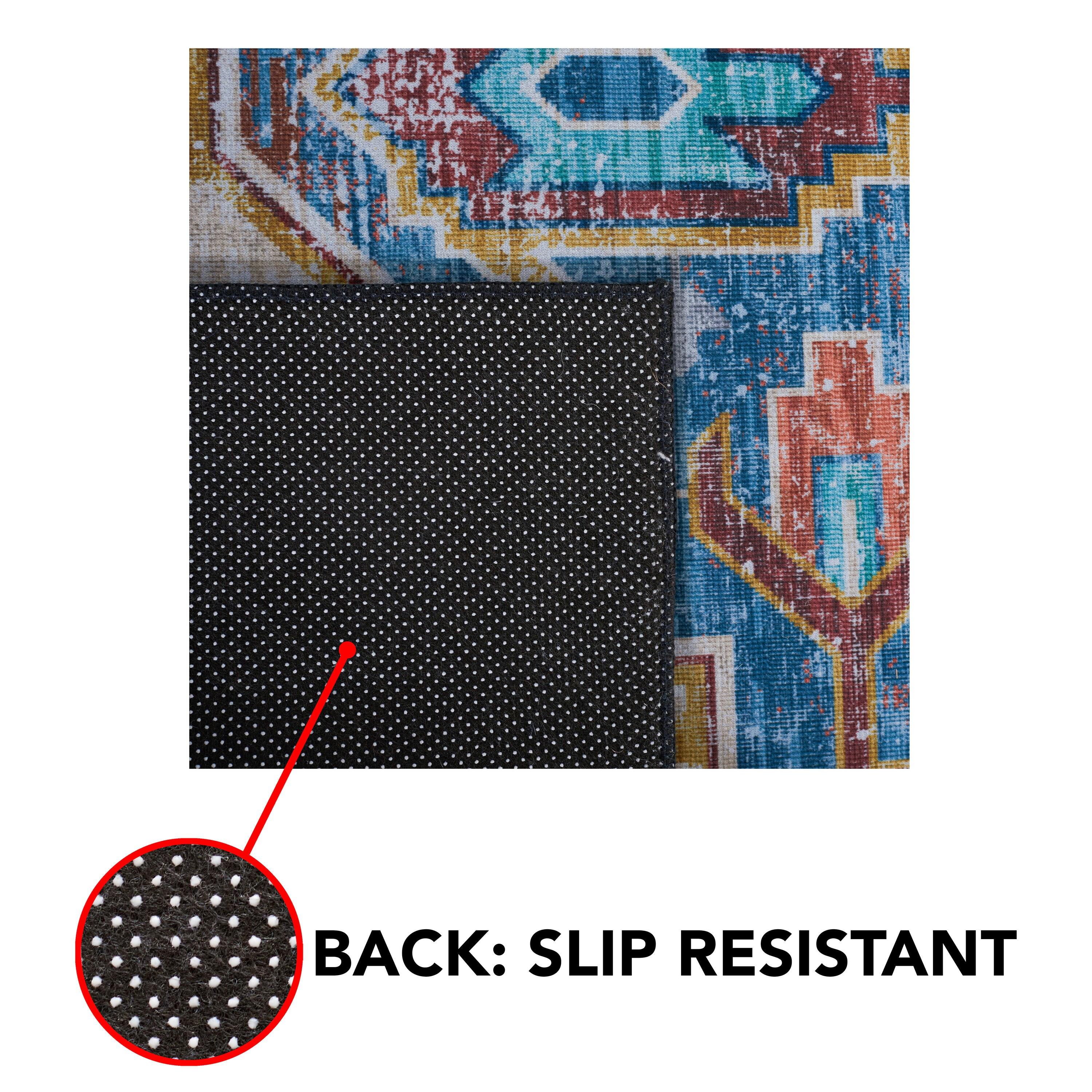 Tucson Vintage Persian TSN116 Power Loomed Machine Washable Skid-Resistant Indoor Accent Rug - Blue/Rust - 3'x5' - Safavieh