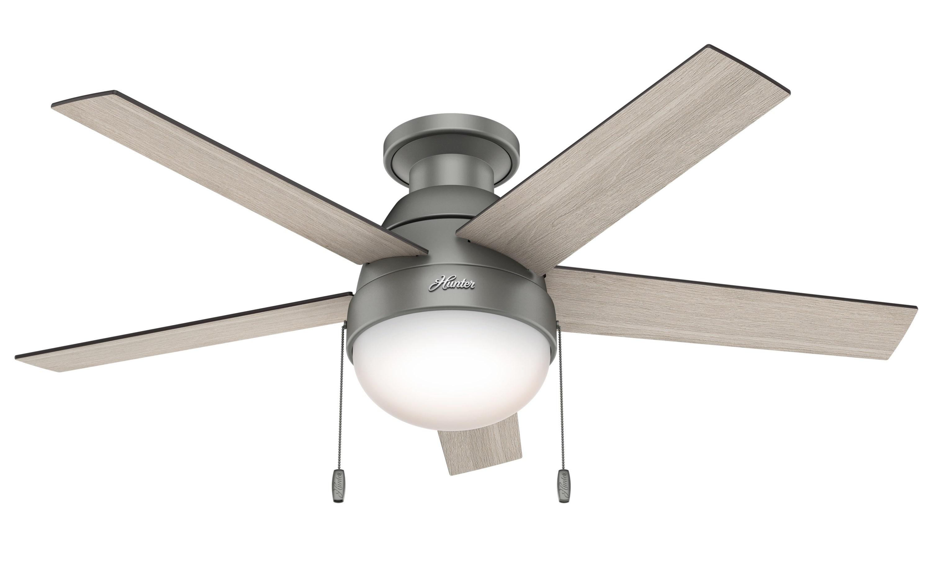 Hunter Fan 46" Anslee 5 - Blade LED Flush Mount Ceiling Fan with Pull Chain and Light Kit Included