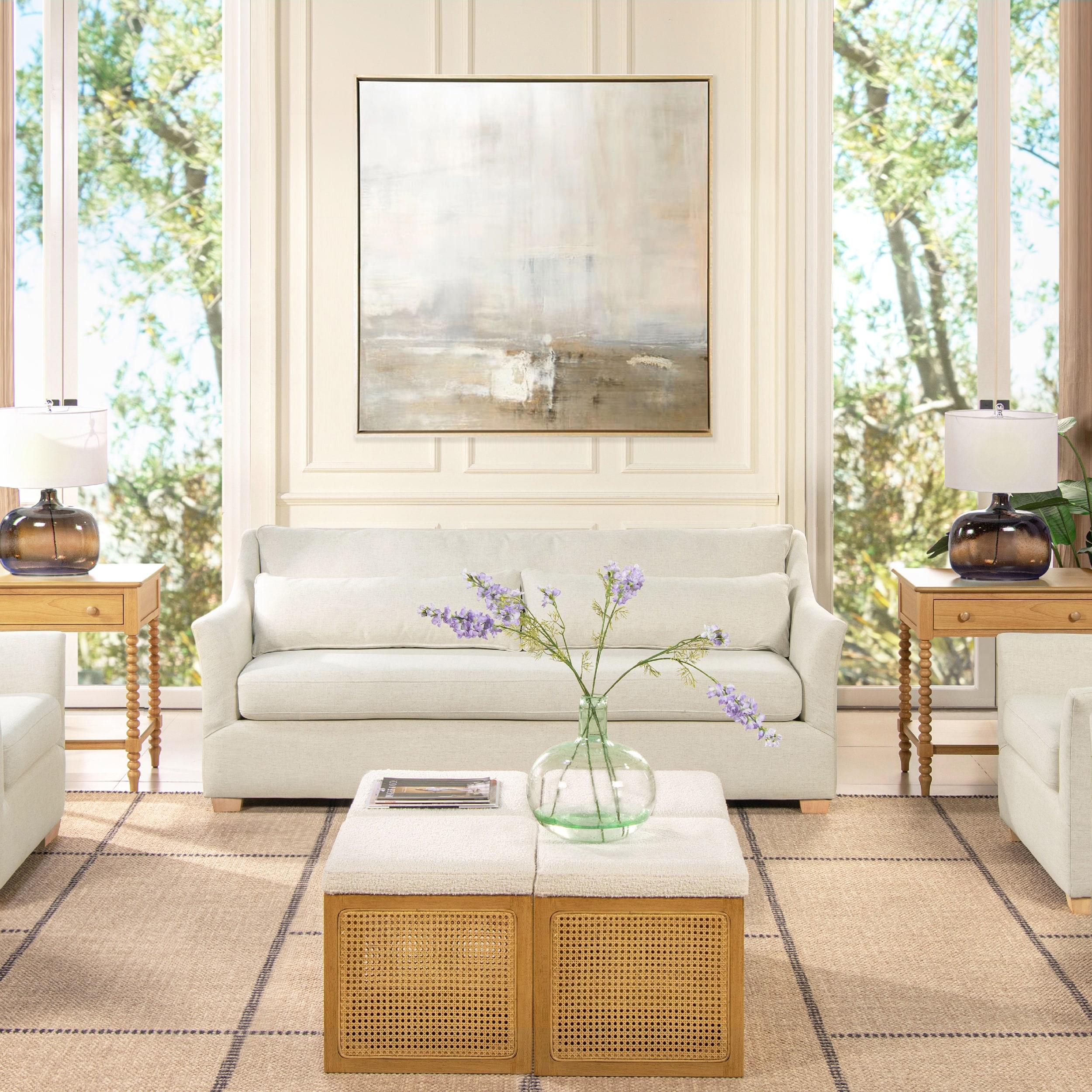 Jennifer Taylor Home Ada Modern Fabric Sofa with Flared Arm in Flax White