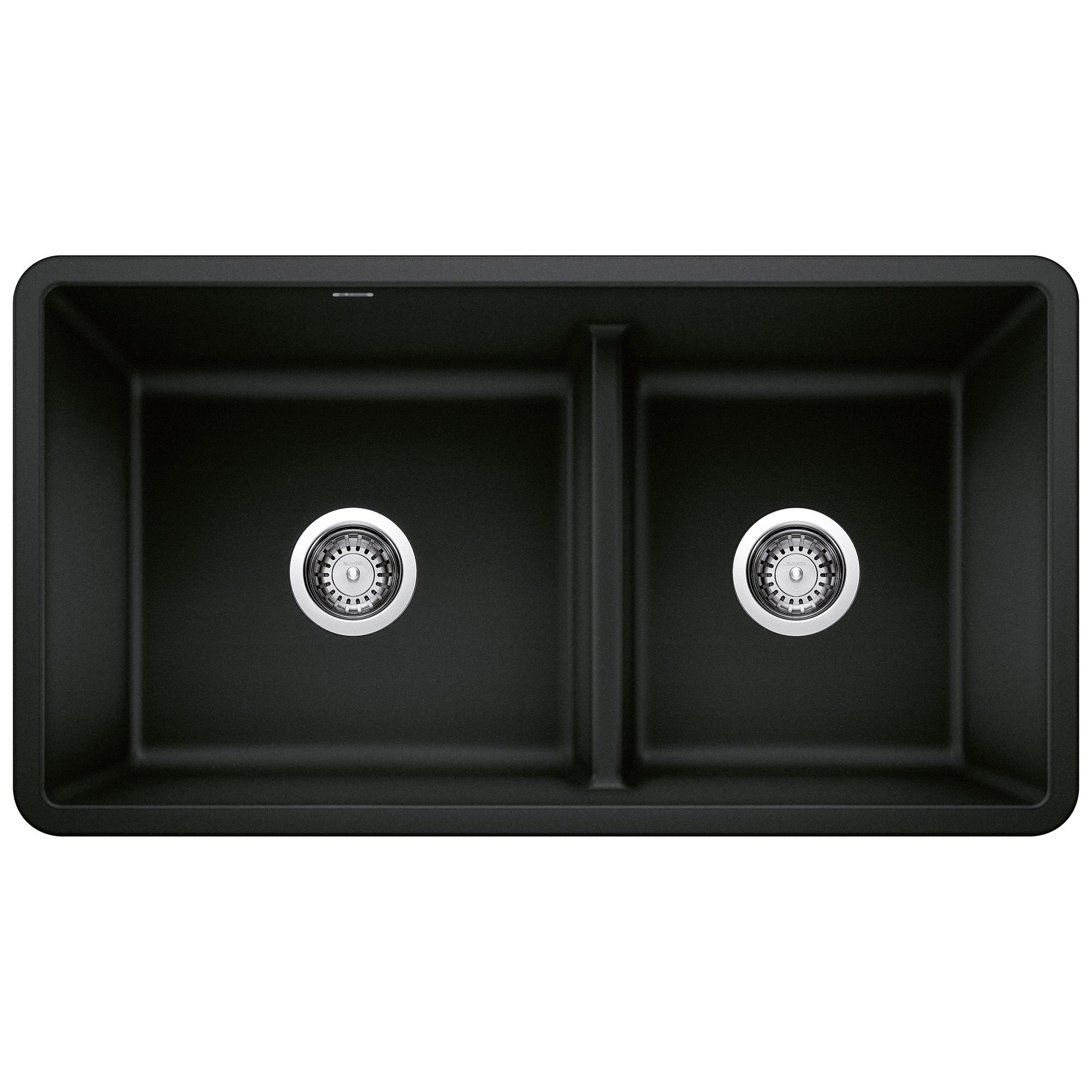 Precis SILGRANIT 33" L x 18" W Reversible Double Bowl Undermount Kitchen Sink with Low Divide